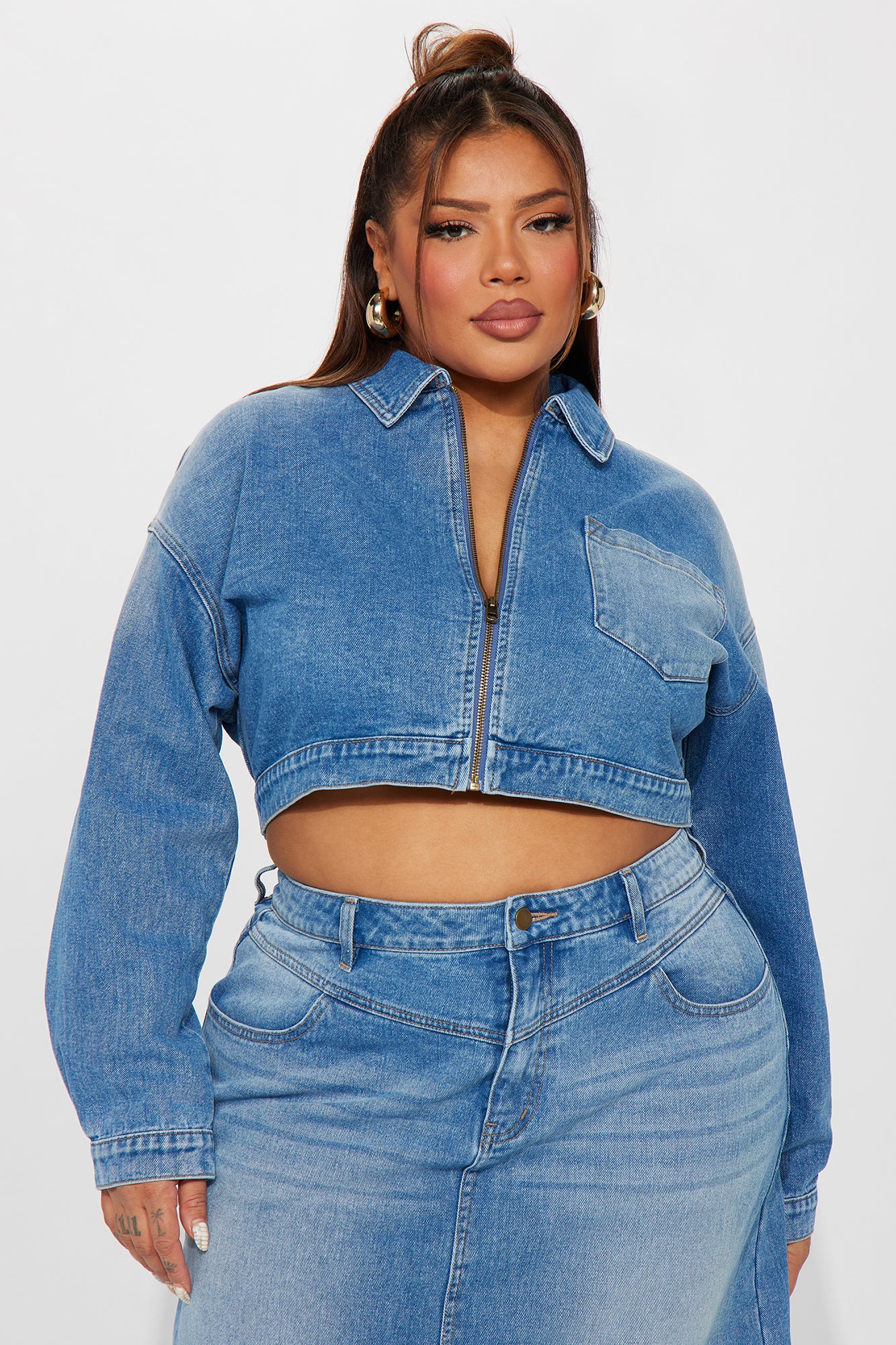 New Mood Denim Skirt Set - Medium Wash - Image 5