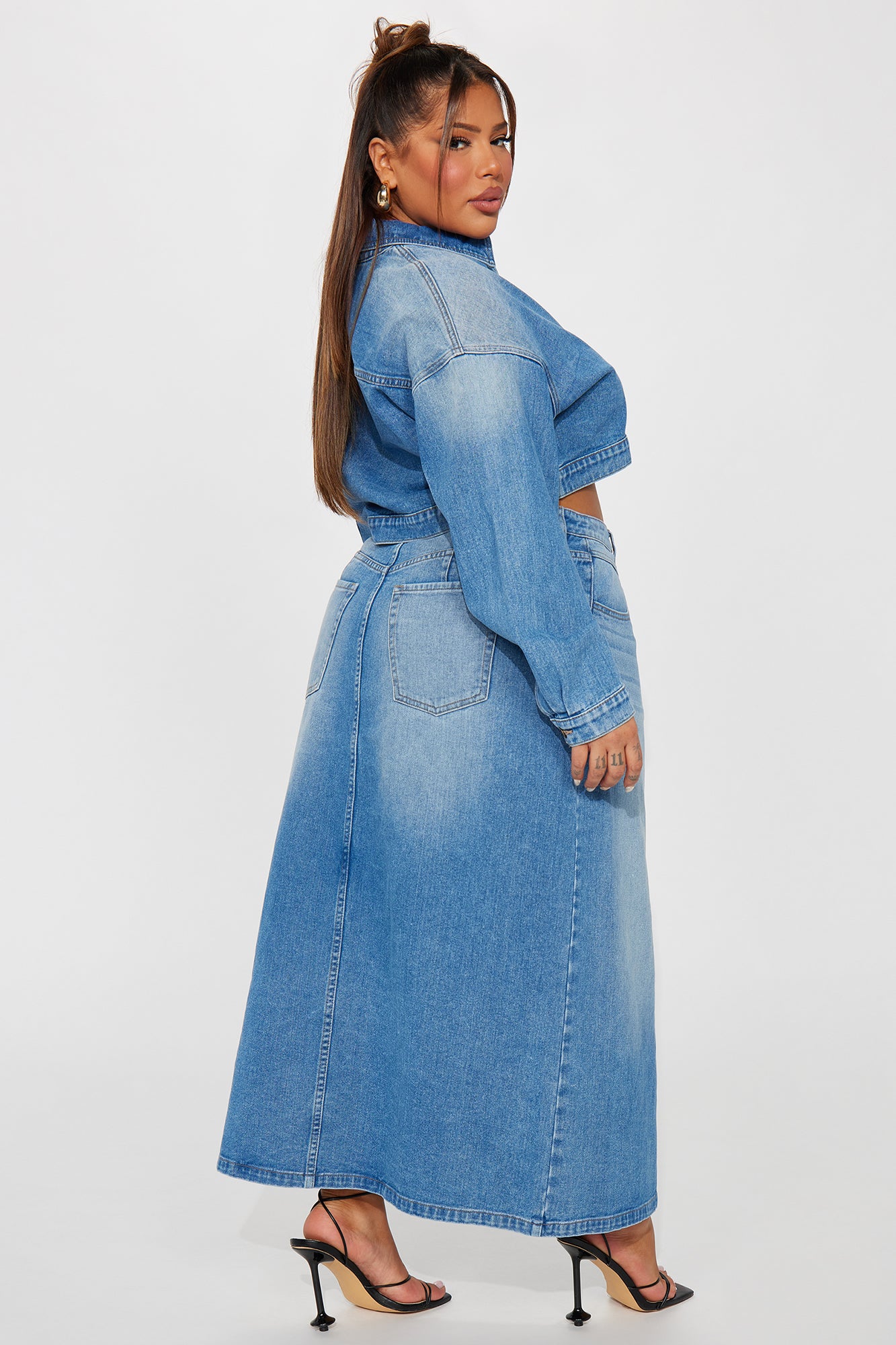 New Mood Denim Skirt Set - Medium Wash - Image 6