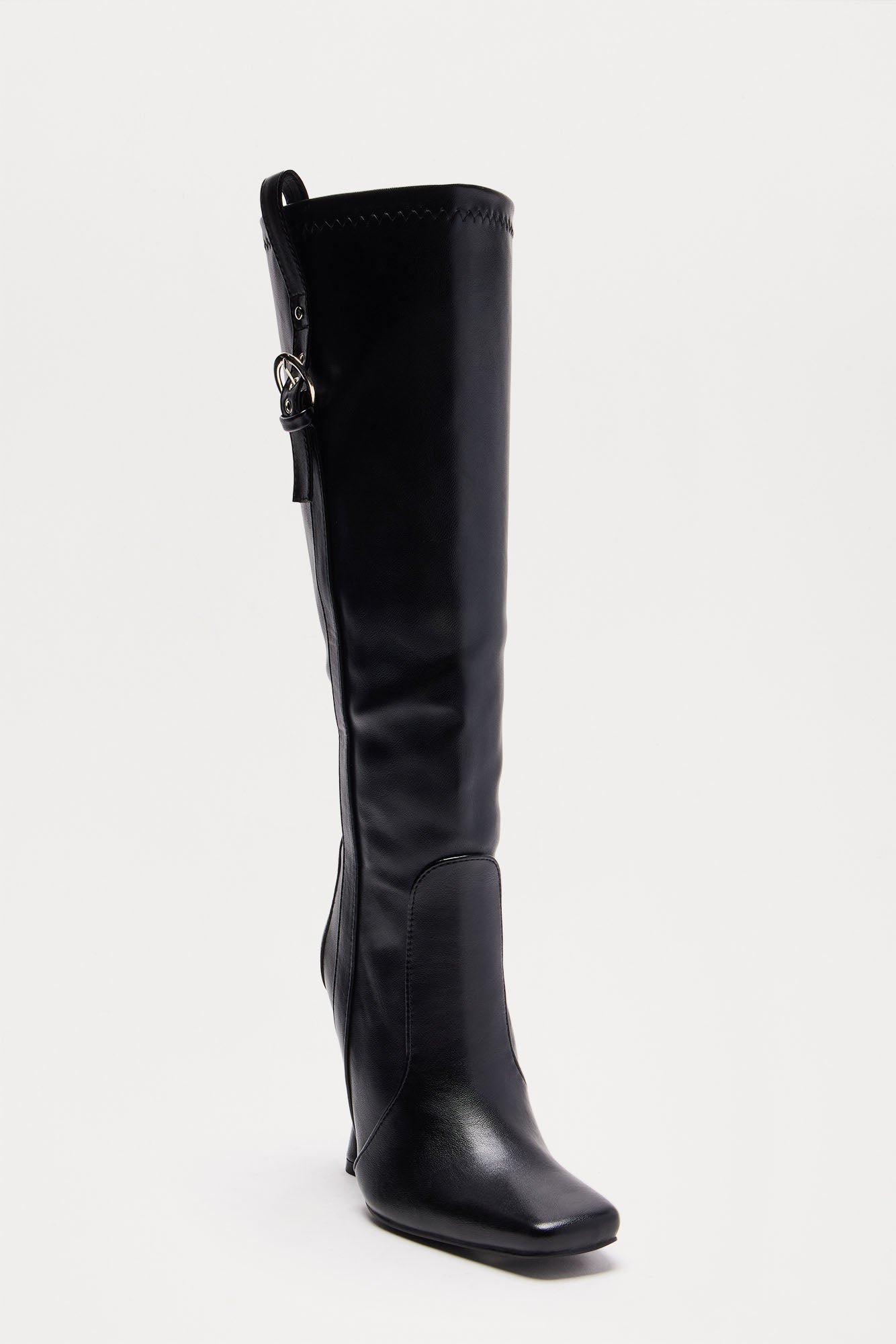 Anika Buckle Knee High Boots - Black - Image 3