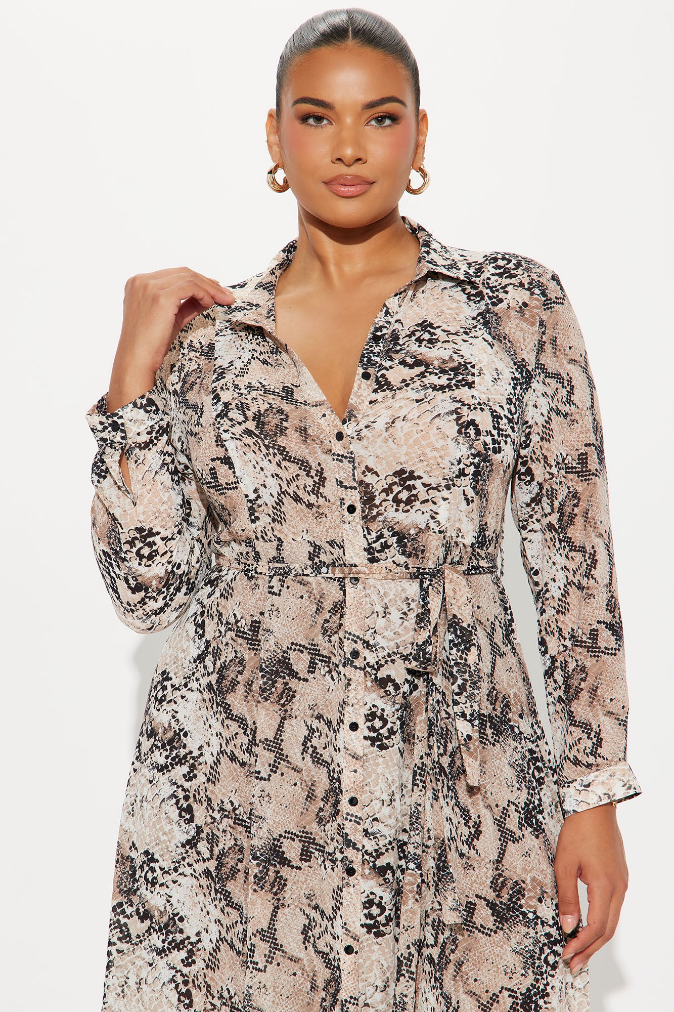 Anastasia Maxi Shirt Dress - Taupe/combo - Image 5