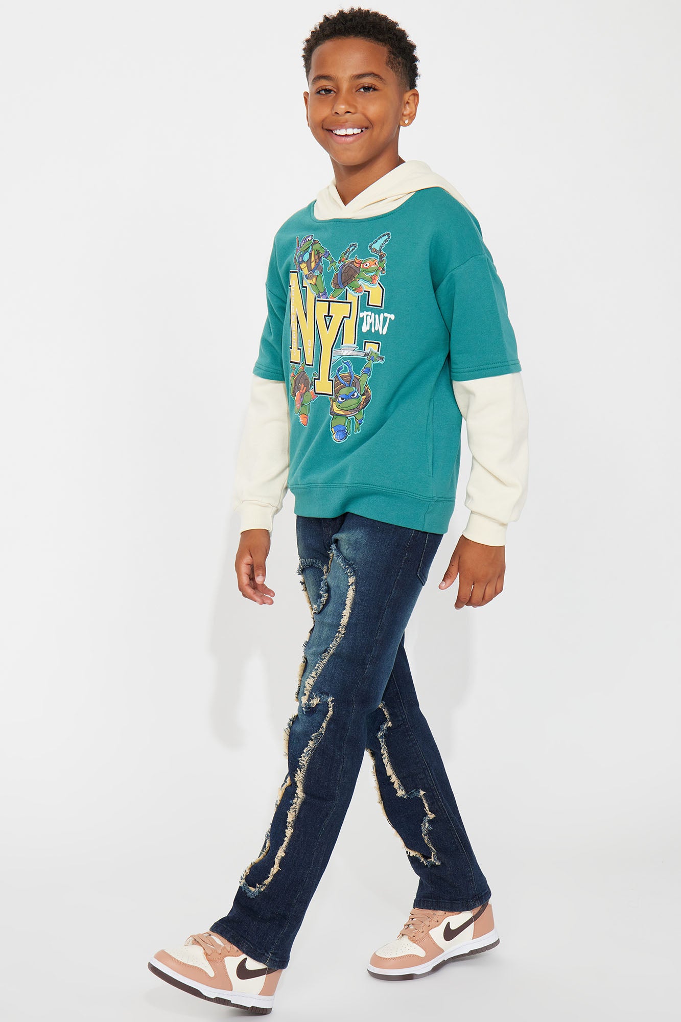 Mini TMNT Embroidered Fleece Hoodie - Sage - Image 3