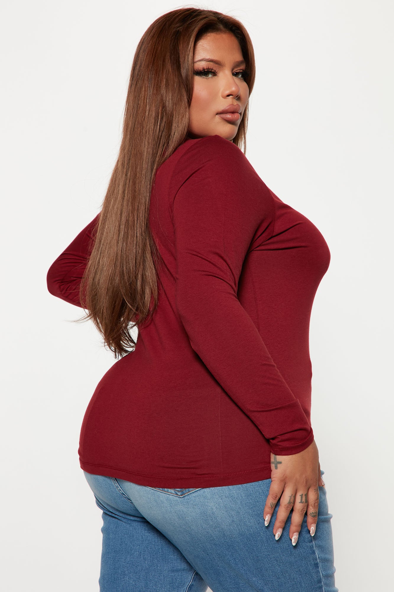 Your Everyday Long Sleeve Tee - Burgundy - Image 8