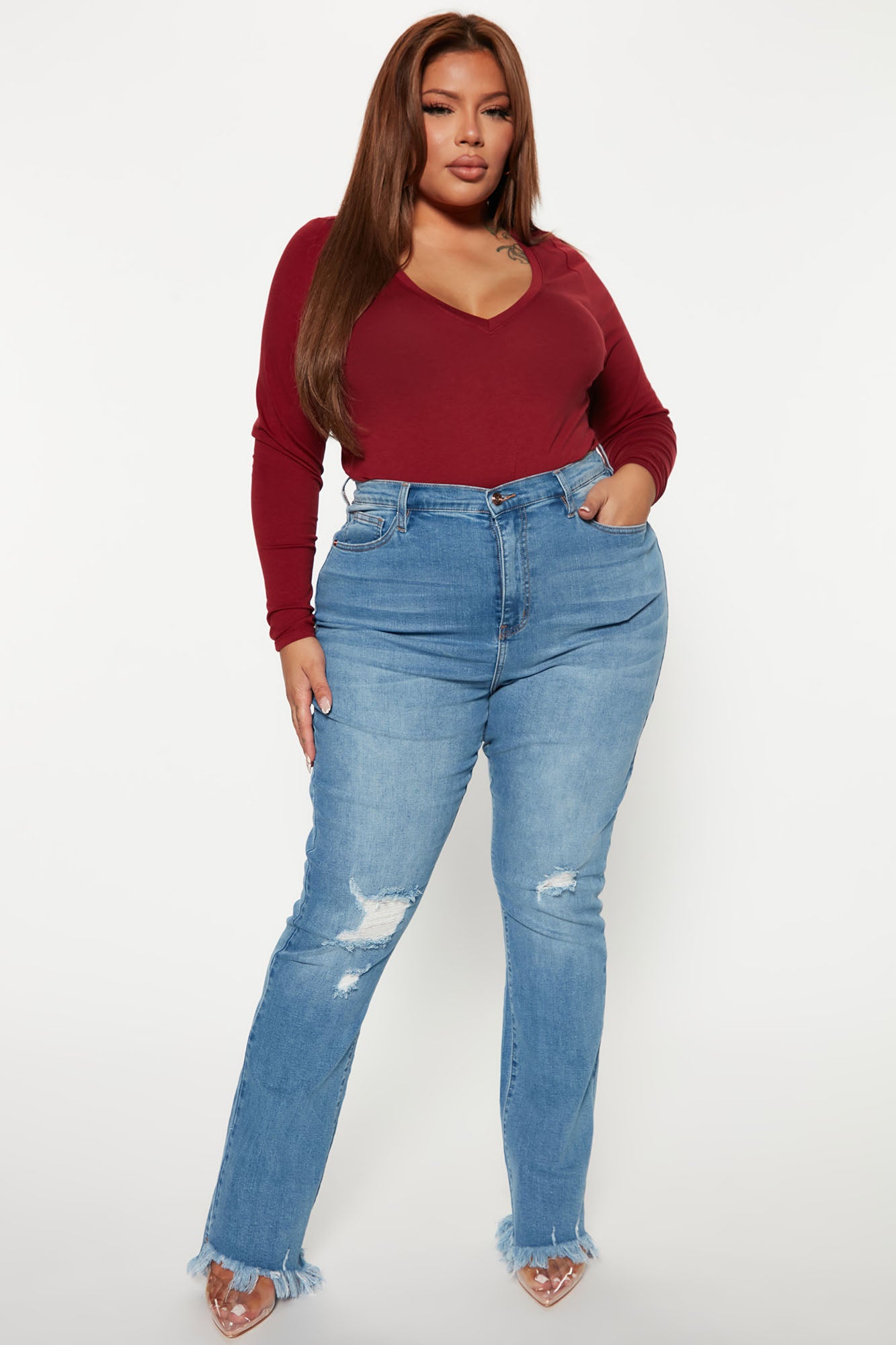Your Everyday Long Sleeve Tee - Burgundy - Image 7