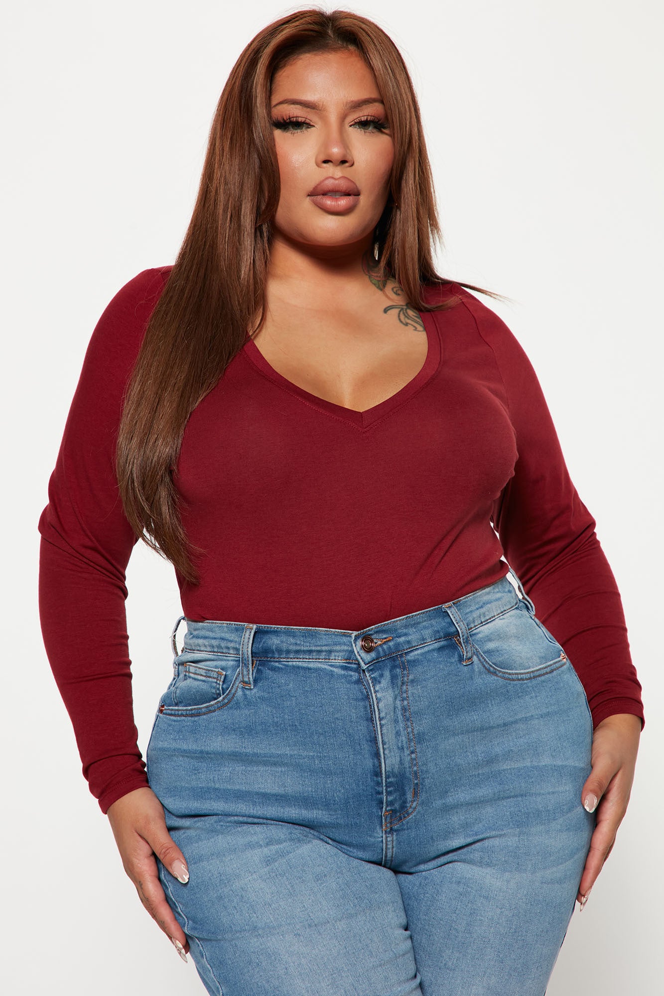 Your Everyday Long Sleeve Tee - Burgundy - Image 6