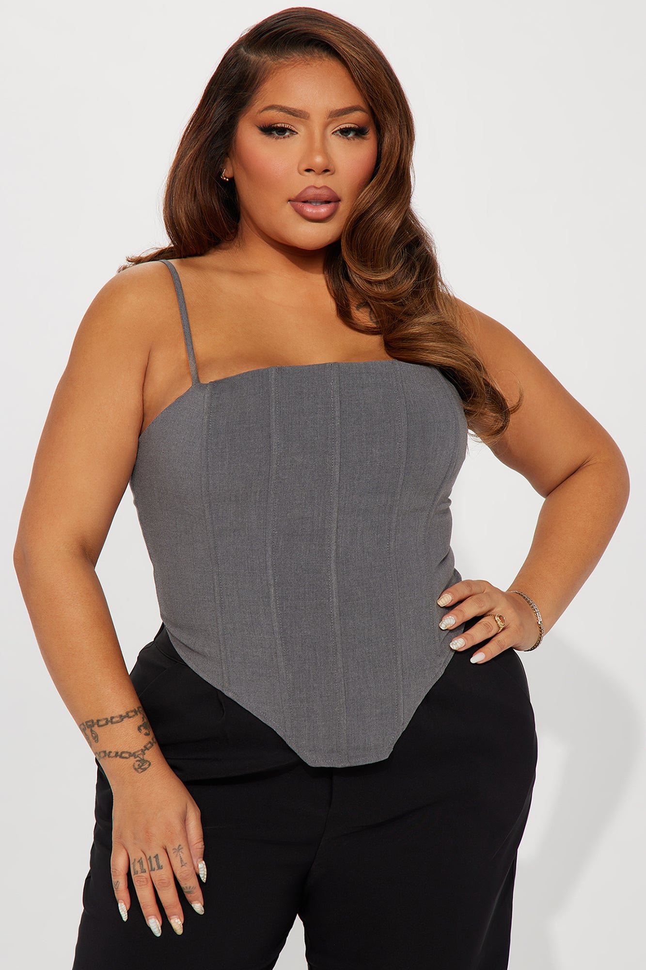 A Jackpot Corset Top - Grey - Image 5