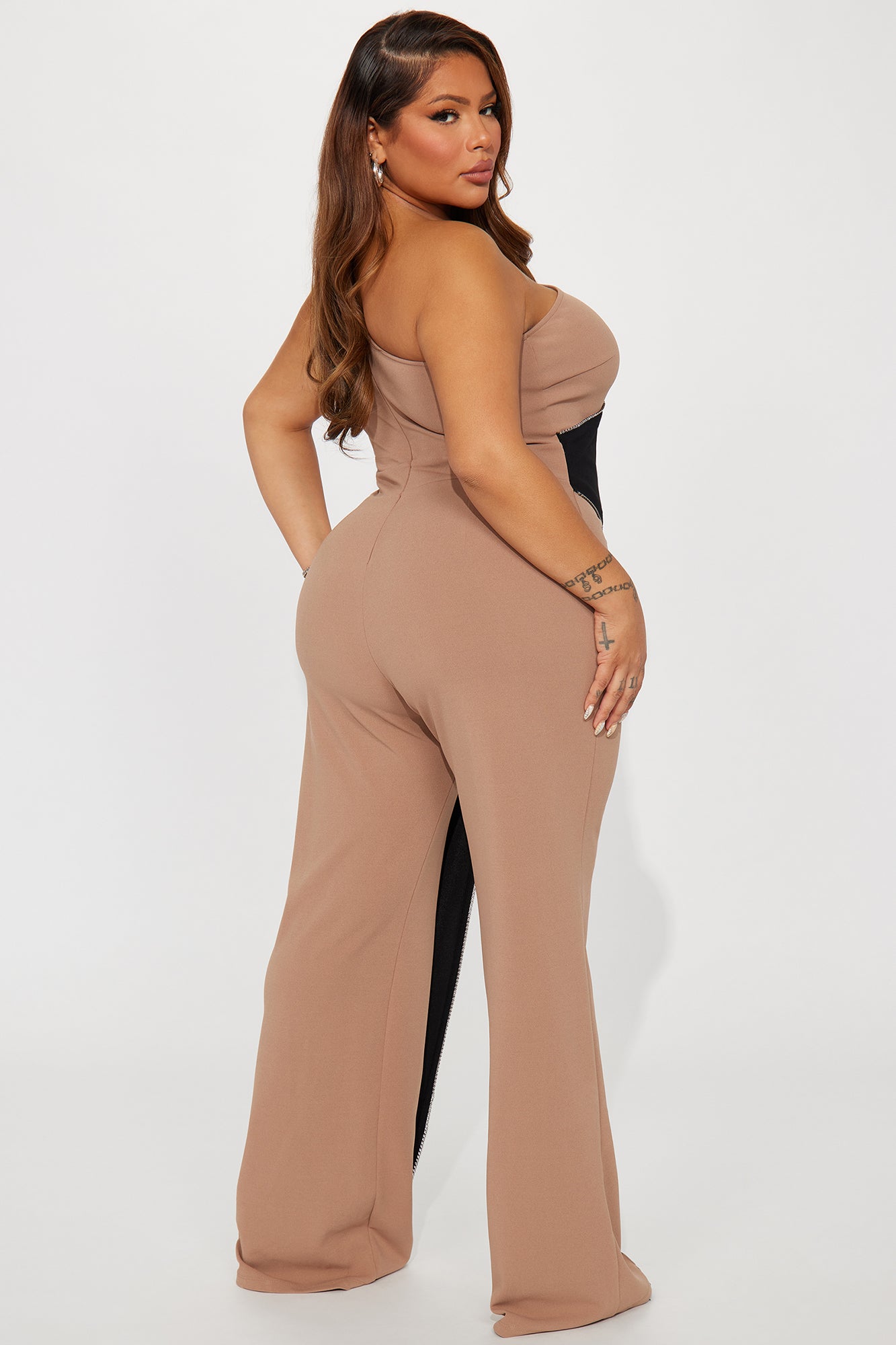Chase Me Forever Jumpsuit - Mocha/combo - Image 7