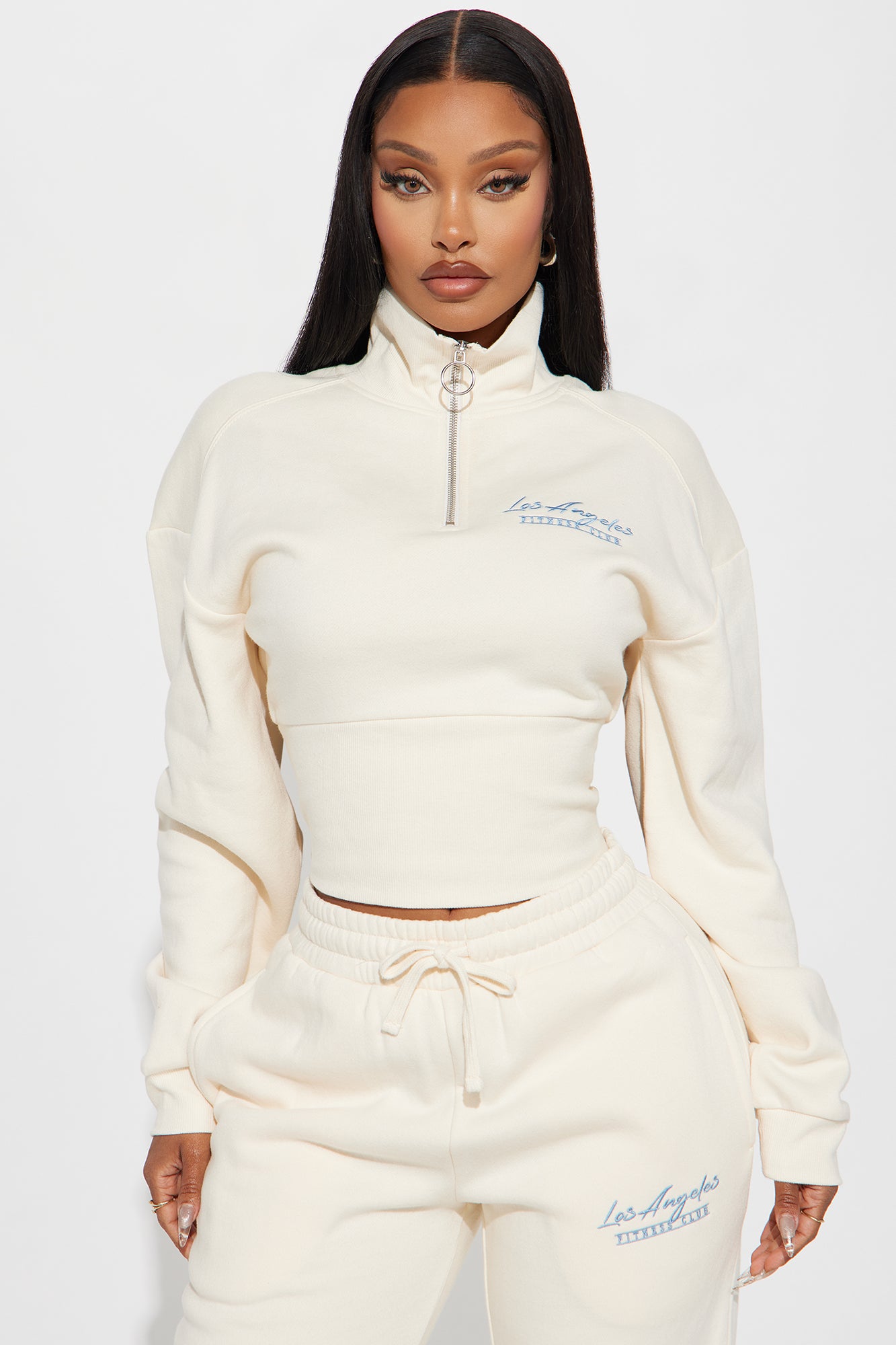 West Coast Quarter Zip Sweatshirt - Ivory - Image 4