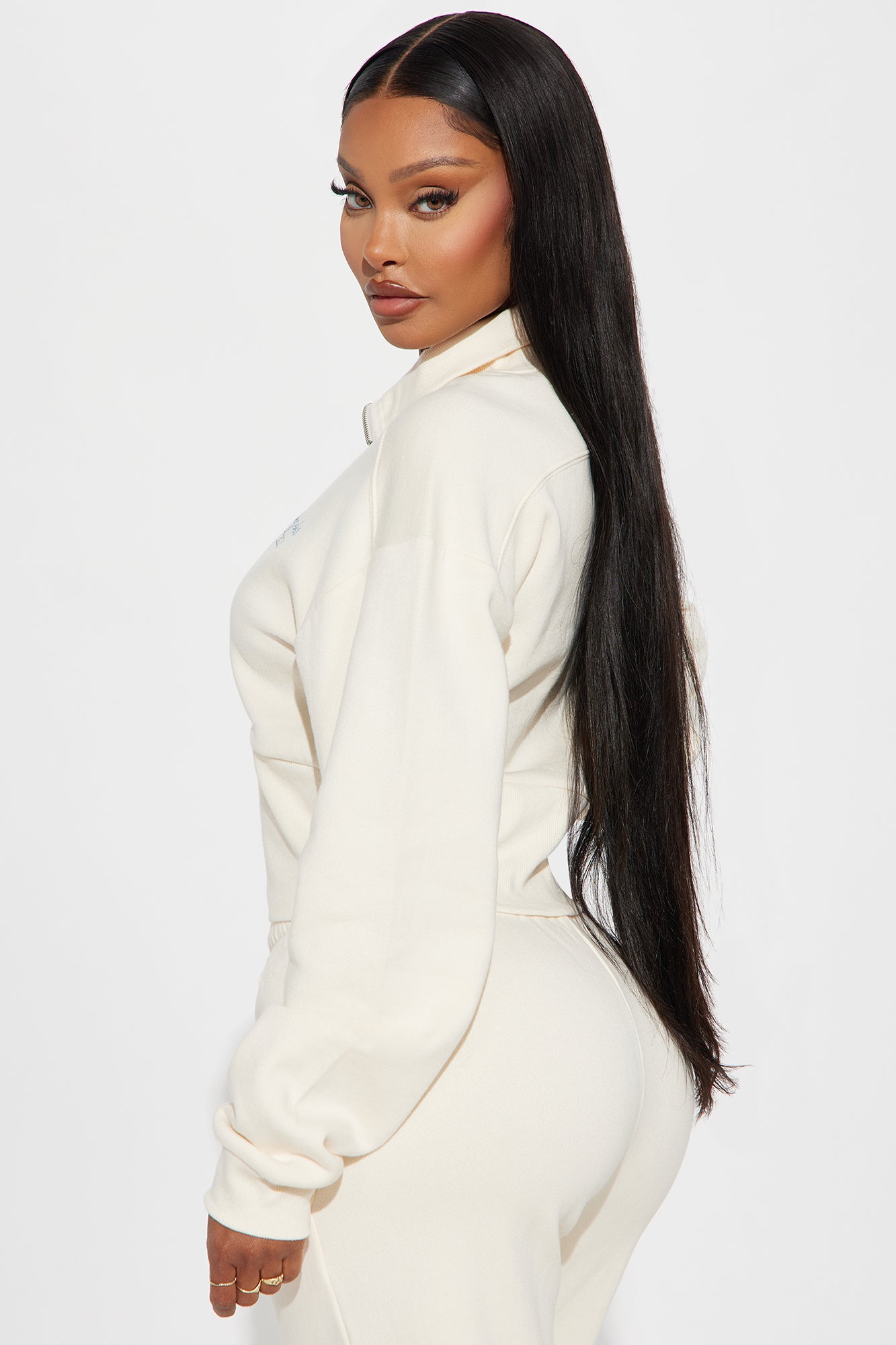 West Coast Quarter Zip Sweatshirt - Ivory - Image 5