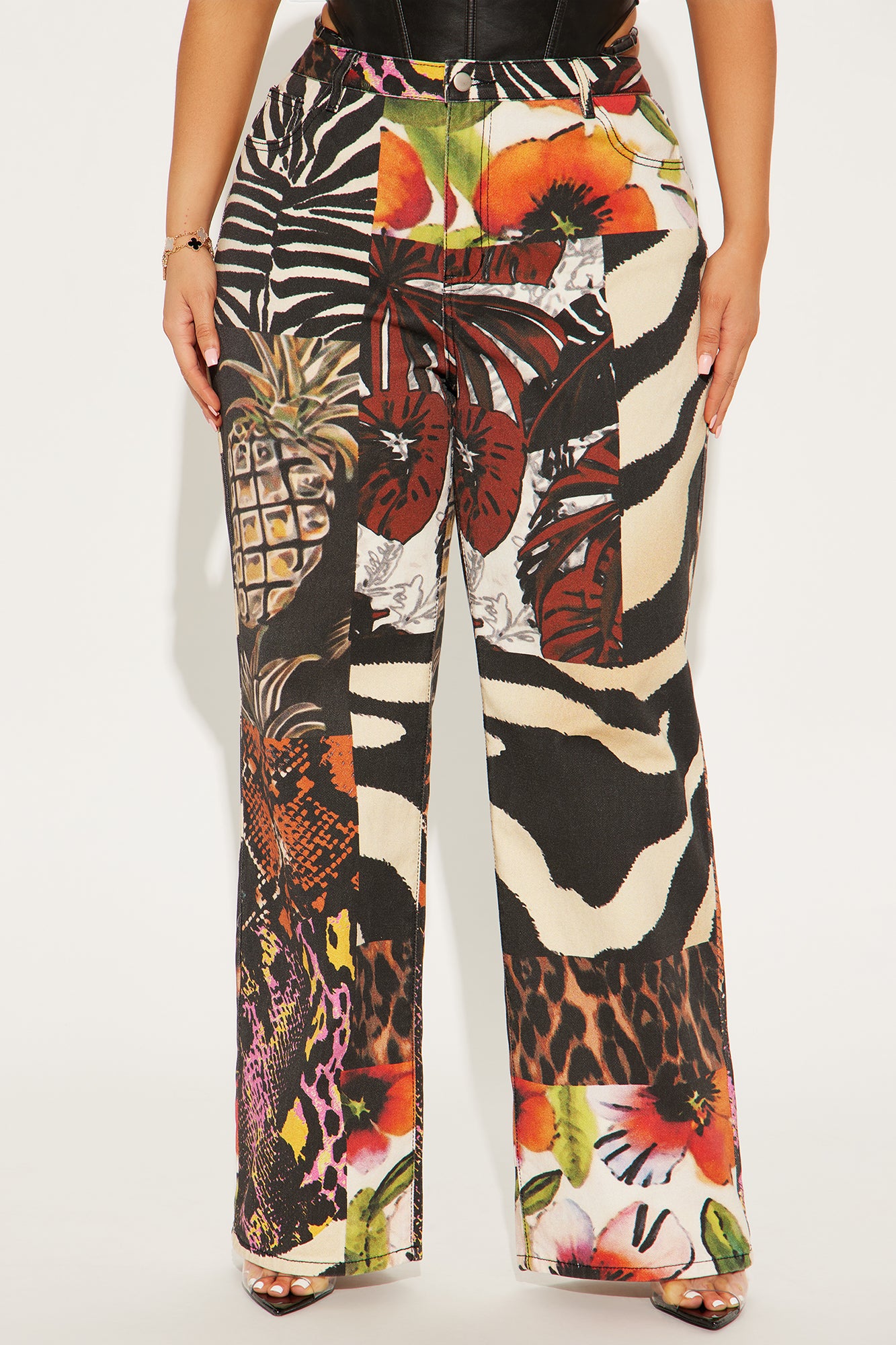 Miami Mood Printed Baggy Jeans - Brown/combo - Image 10