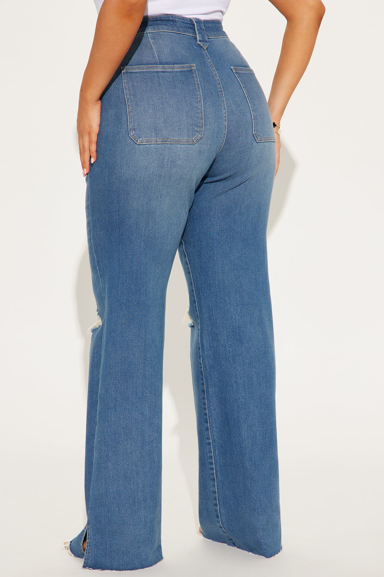 Tall Doubling Down Ripped Flare Jeans - Medium Wash - Image 7