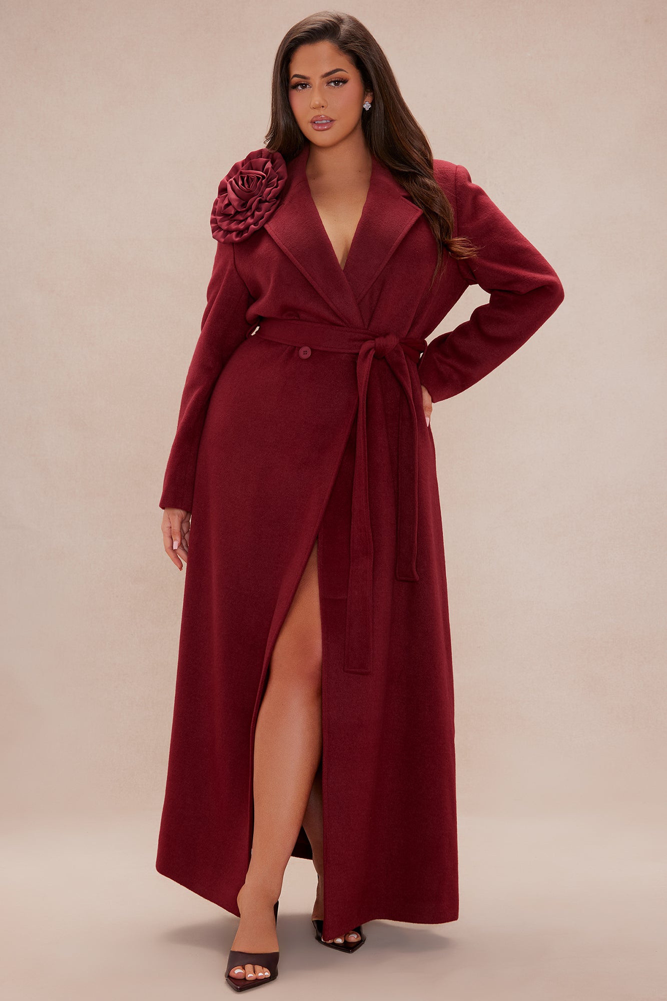 Vanessa Wool Coat - Burgundy - Image 5