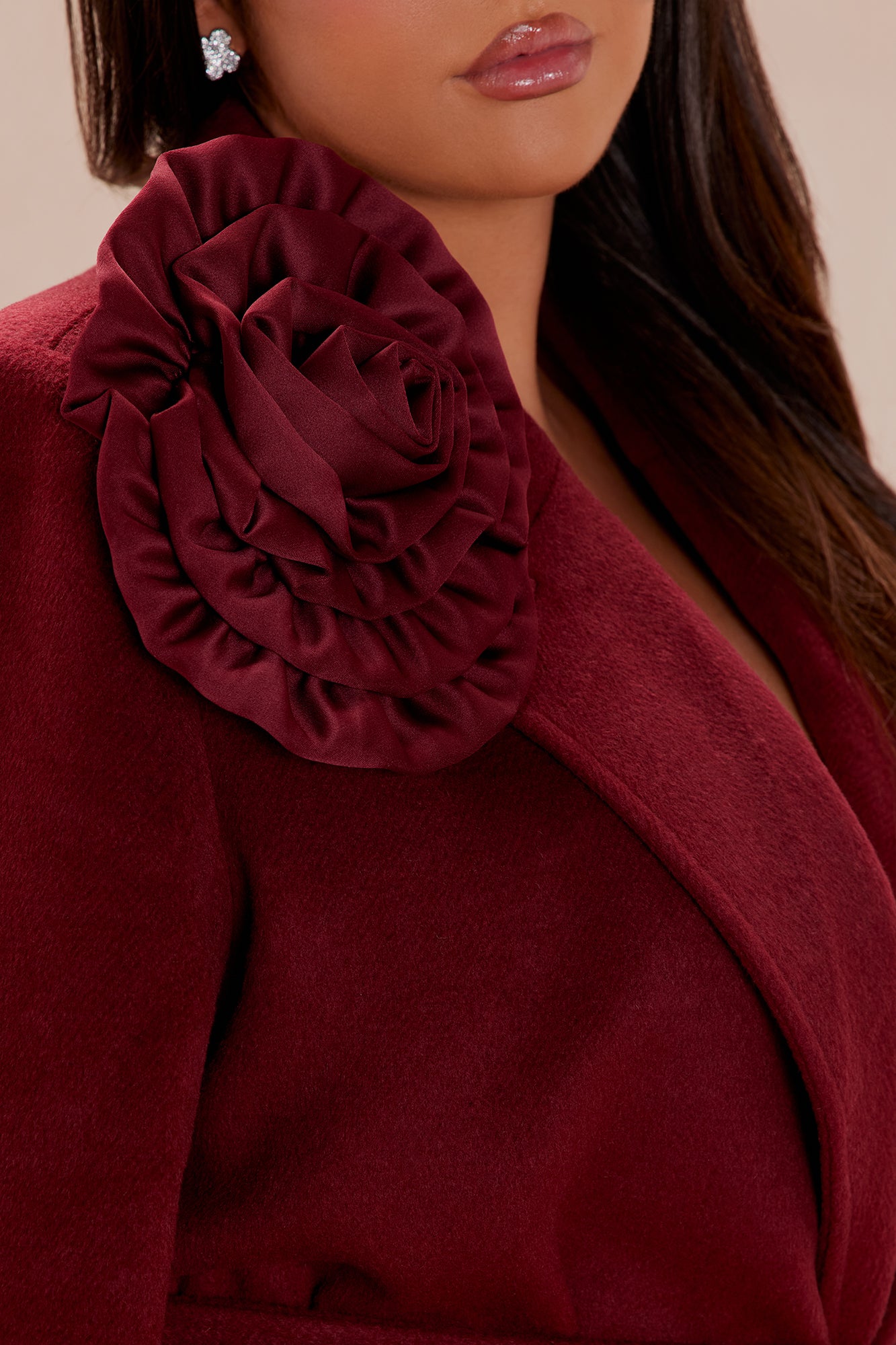 Vanessa Wool Coat - Burgundy - Image 7