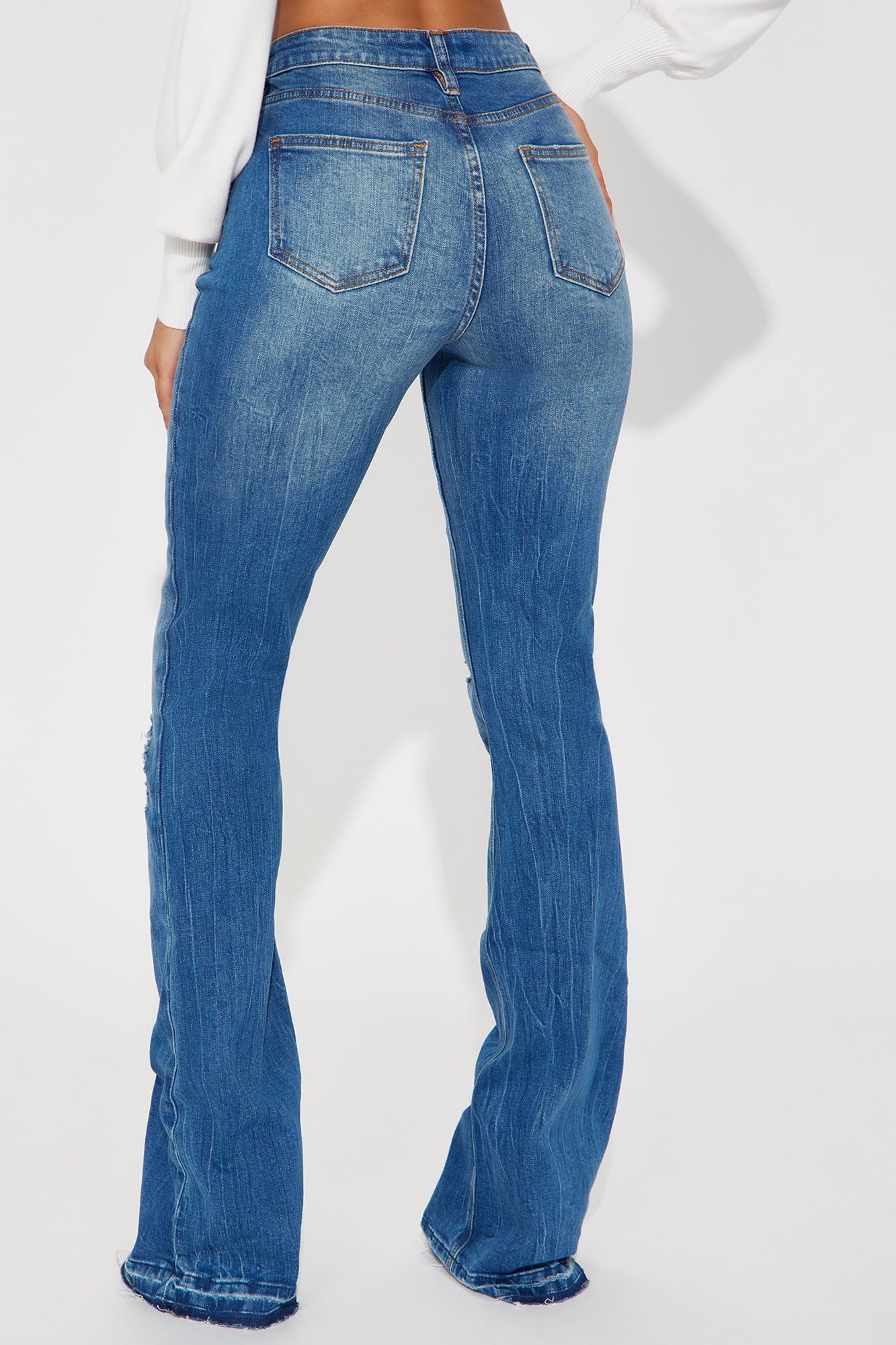 Tall Road Tripper Ripped Stretch Flare Jeans - Dark Wash - Image 3