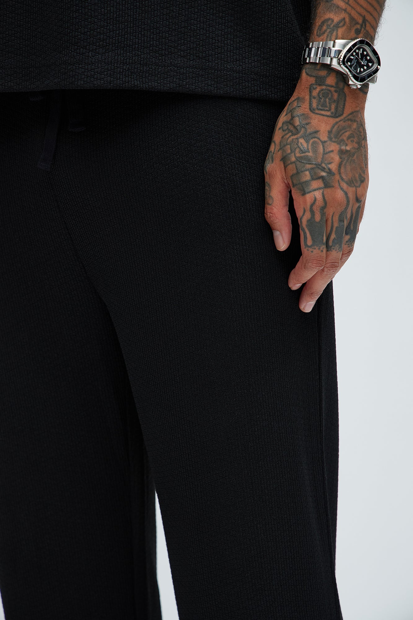 Capstan Straight Textured Pants - Black - Image 3