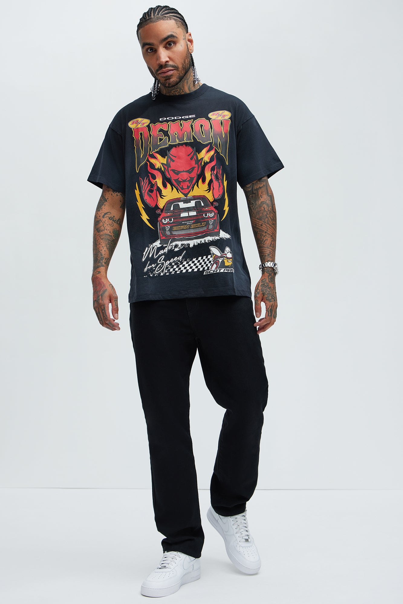 Dodge Hellcat Demon Oversized Short Sleeve Tee - Black - Image 3