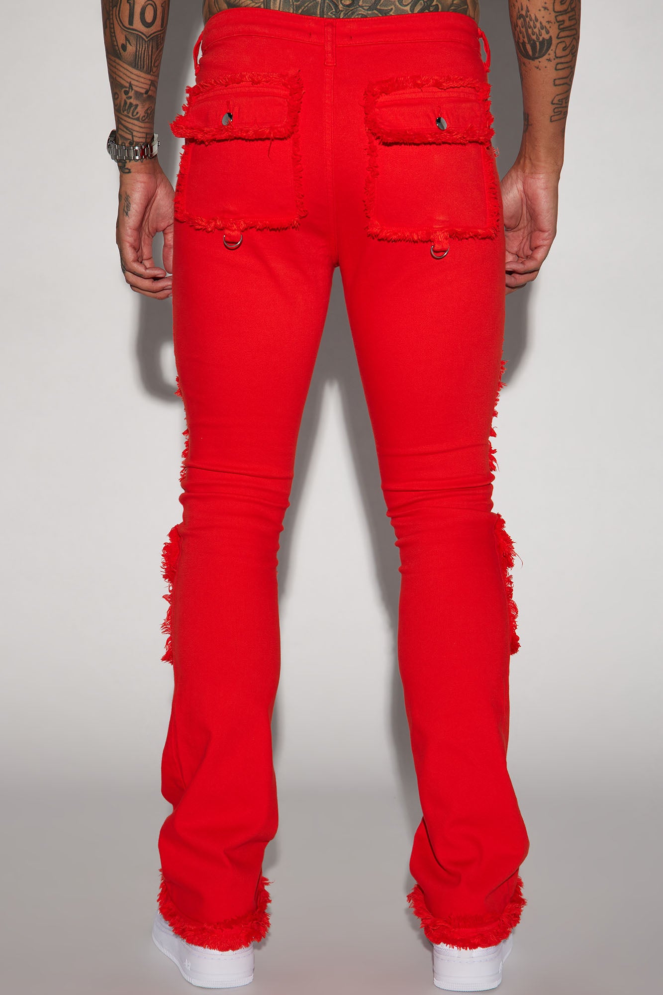 Fit Check Stacked Skinny Flared Pants - Red - Image 6