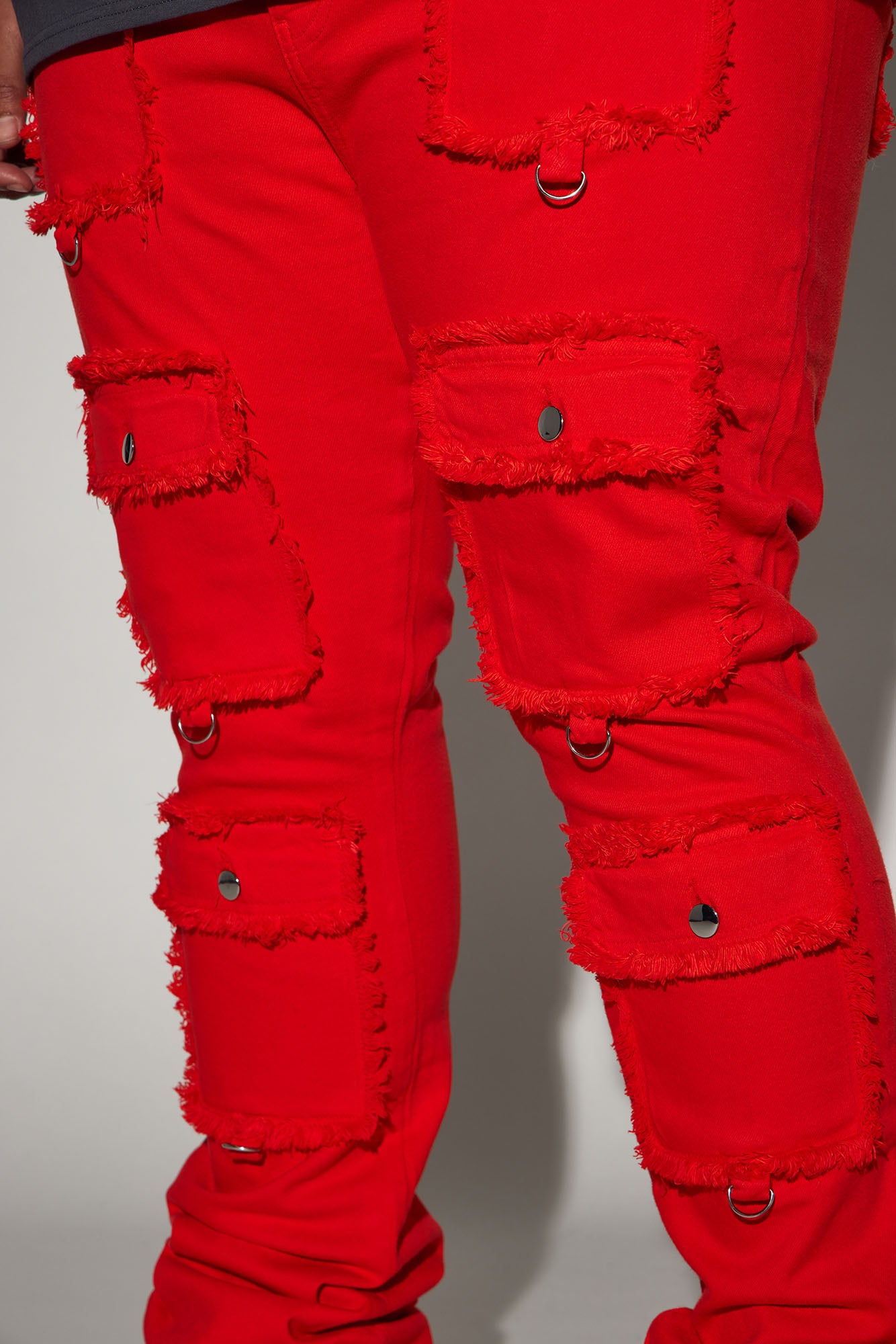 Fit Check Stacked Skinny Flared Pants - Red - Image 8