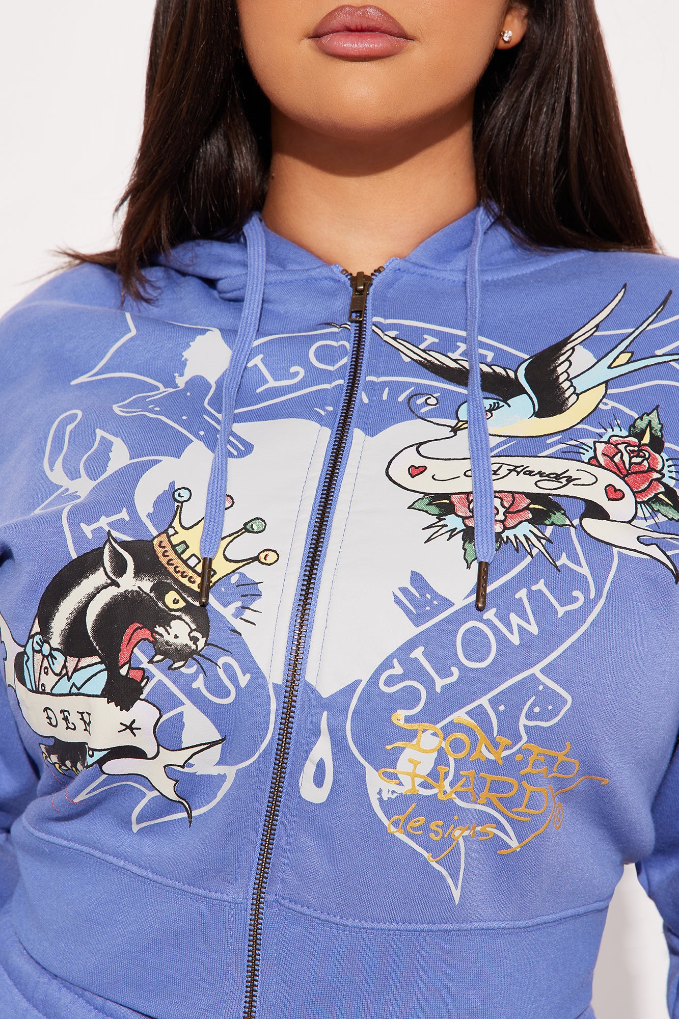 Ed Hardy Free Bird Zip Up Hoodie - Blue - Image 8