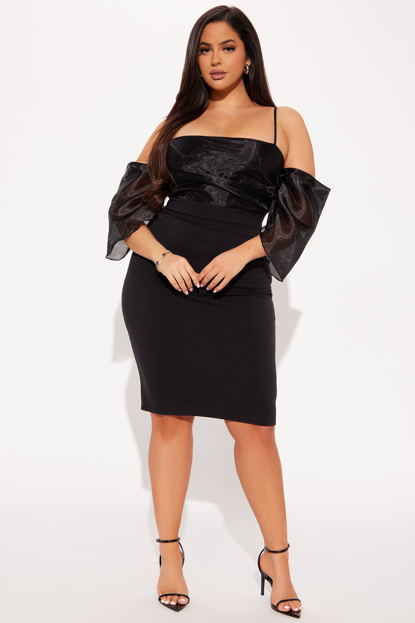 Special Occasion Organza Midi Dress - Black - Image 4