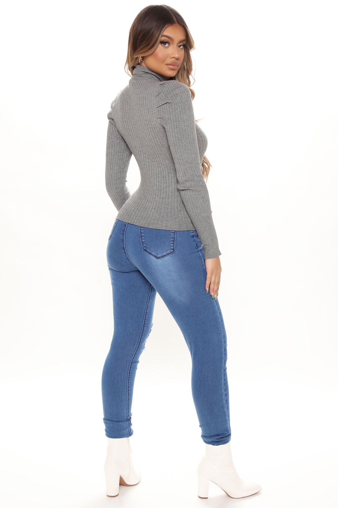 Get On With It Turtleneck Sweater - Heather Grey - Image 4
