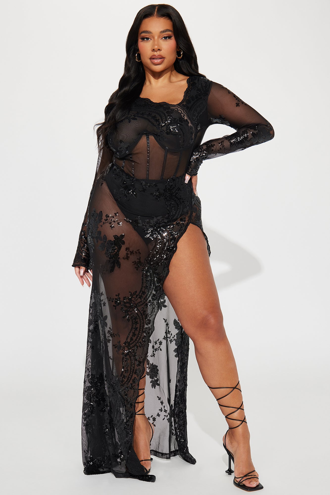 Glam Factor Sequin Maxi Dress - Black - Image 5