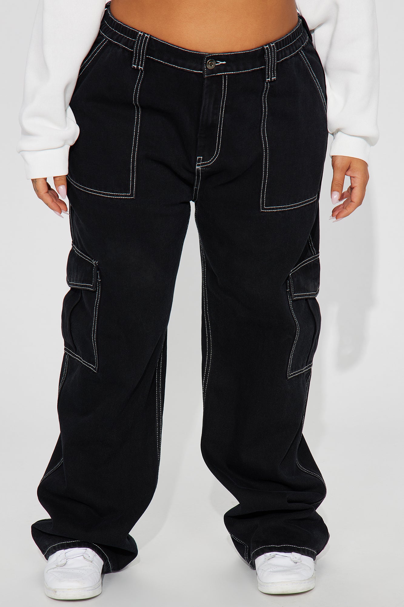 Petite Give Me A Break Cargo Carpenter Jeans - Black - Image 7