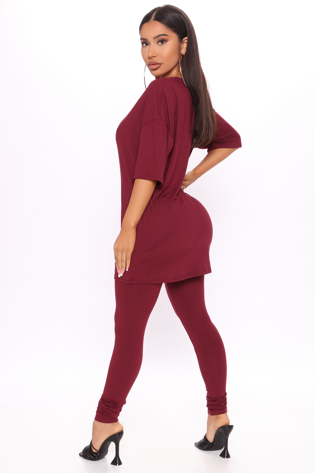 Weekend Vibes Legging Set - Wine - Image 4