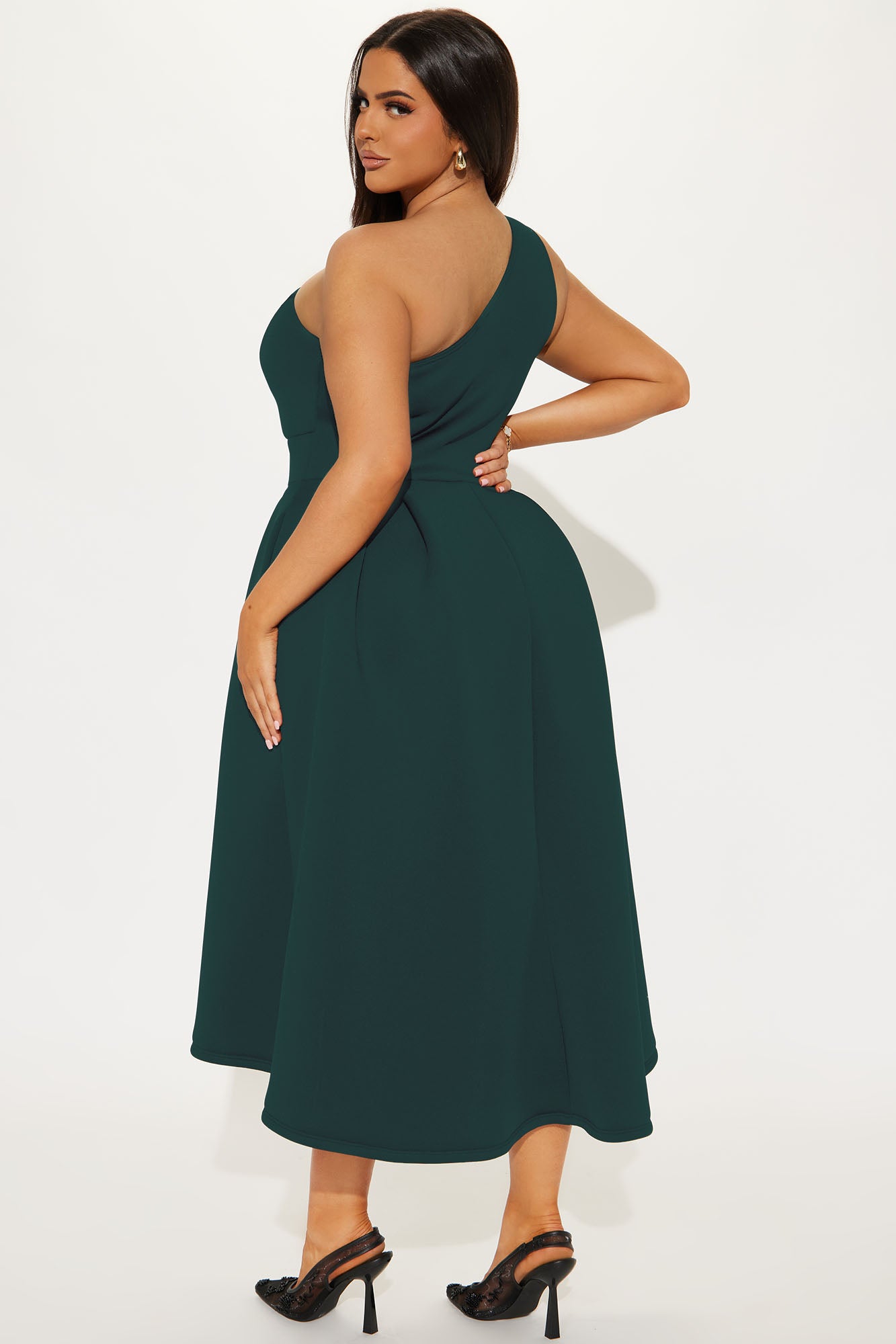 Alaina One Shoulder Midi Dress - Hunter - Image 8