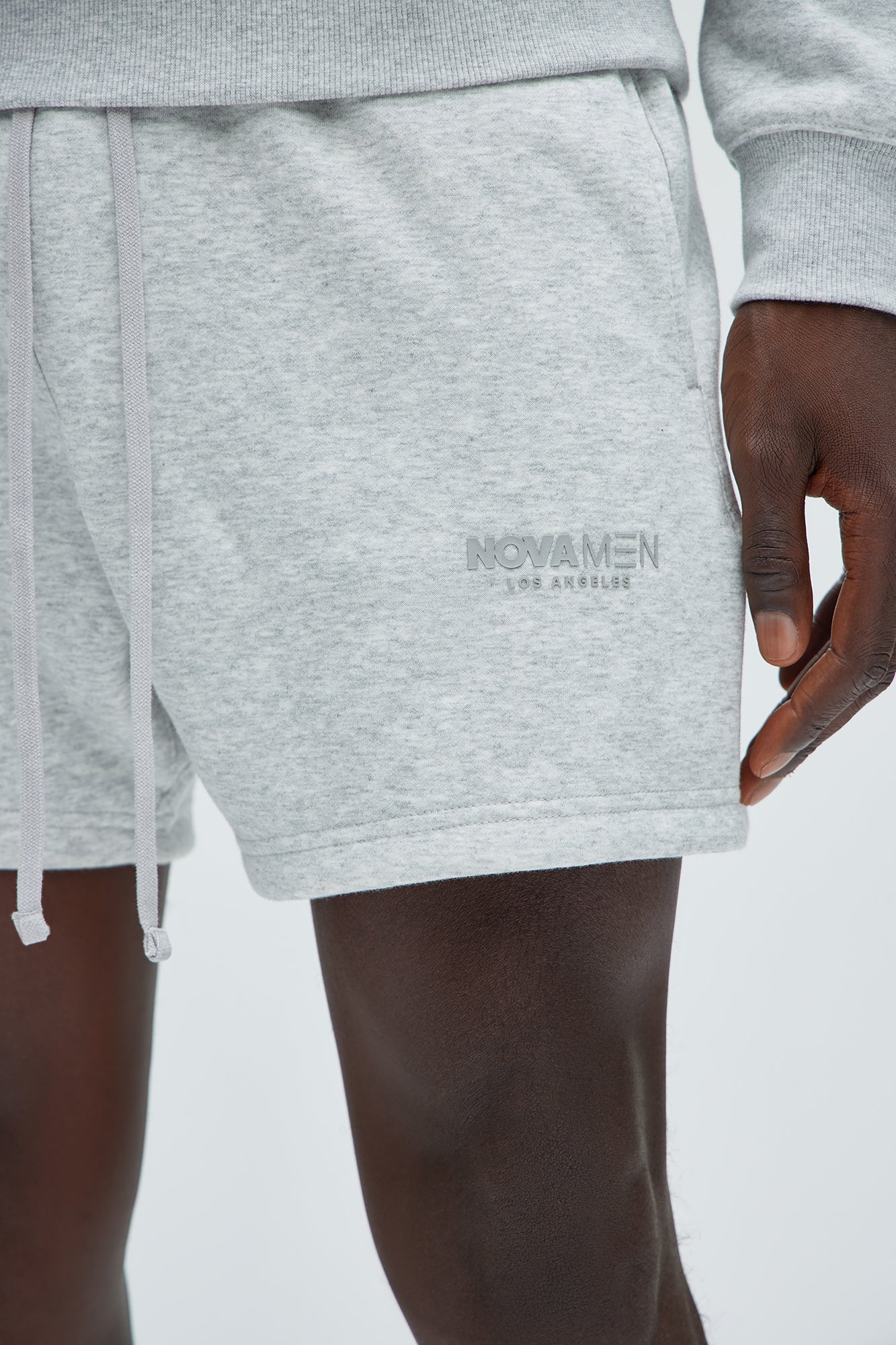 Tyson Novamen Oversize Heavyweight Sweat Shorts - Heather Grey - Image 3