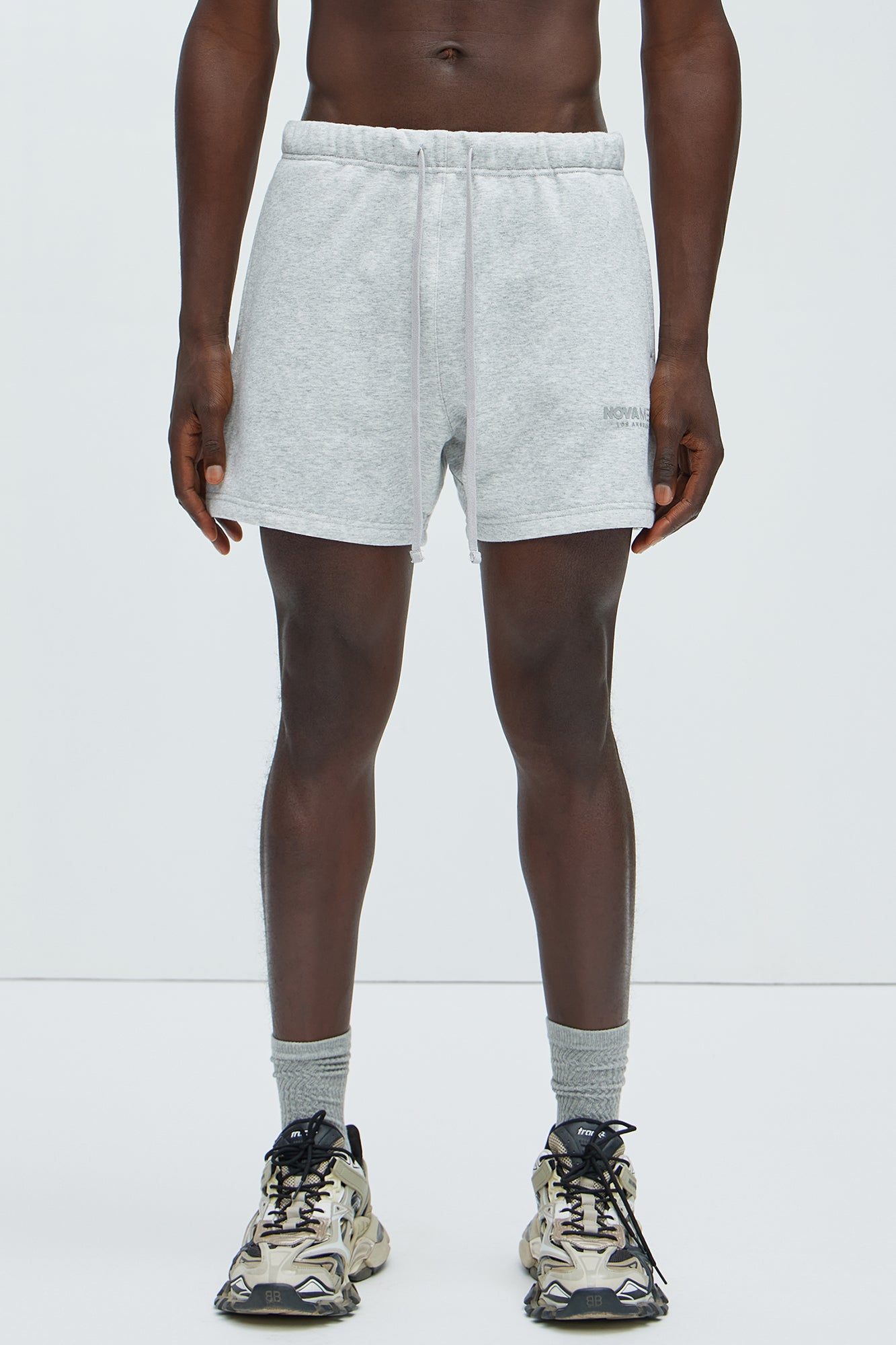 Tyson Novamen Oversize Heavyweight Sweat Shorts - Heather Grey - Image 4