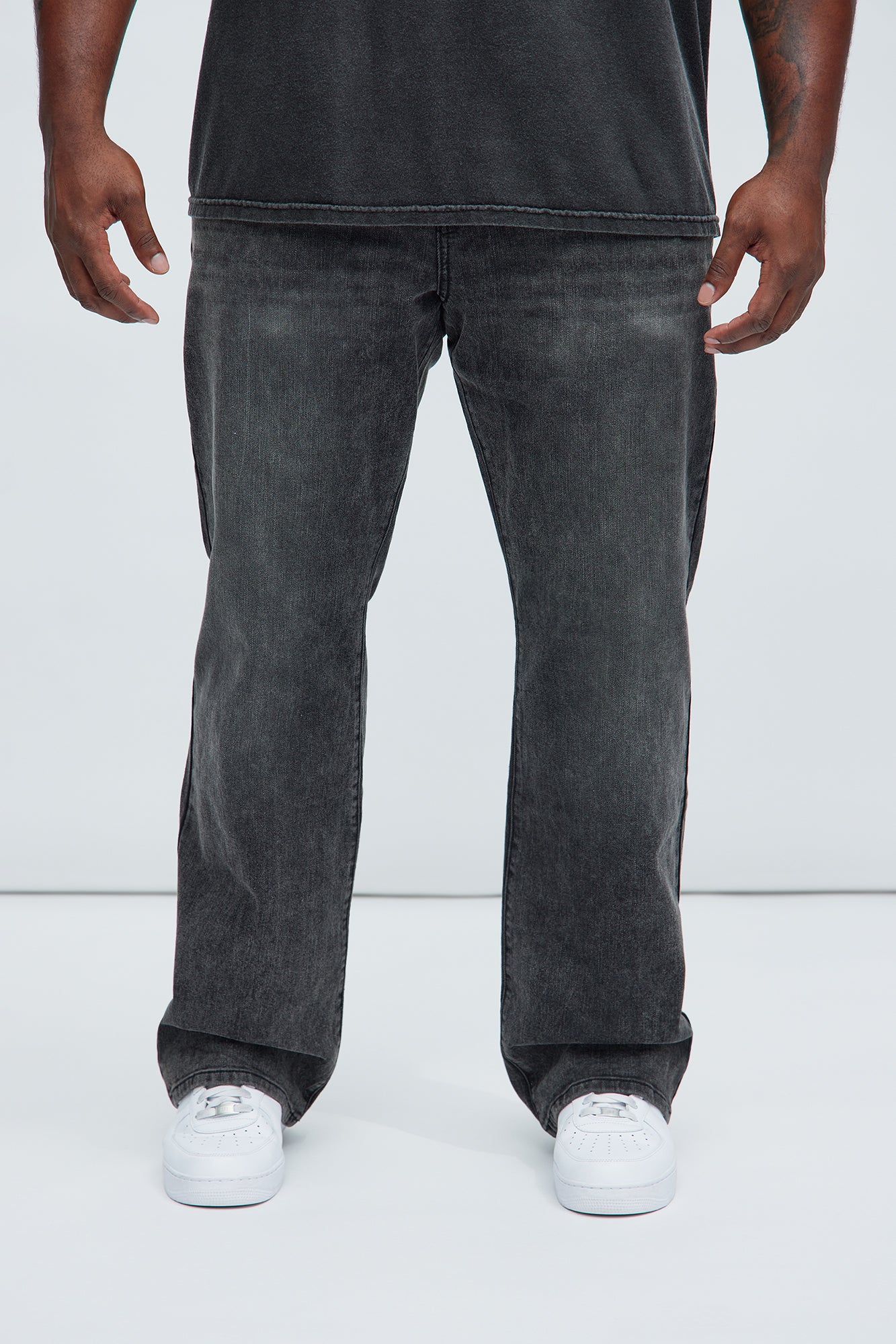 Andrew Stacked Skinny Flare Jeans - Black Wash - Image 6