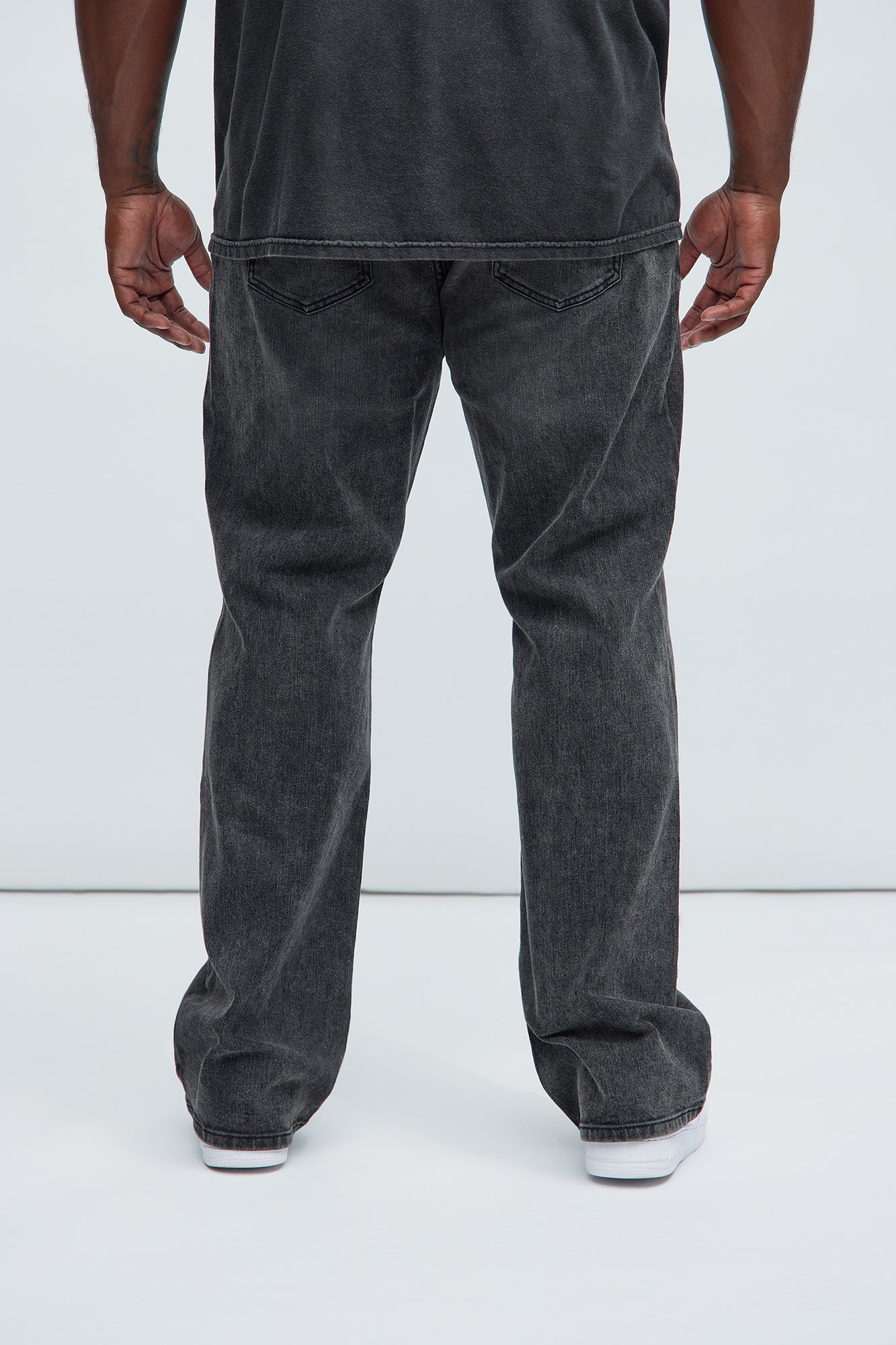 Andrew Stacked Skinny Flare Jeans - Black Wash - Image 8