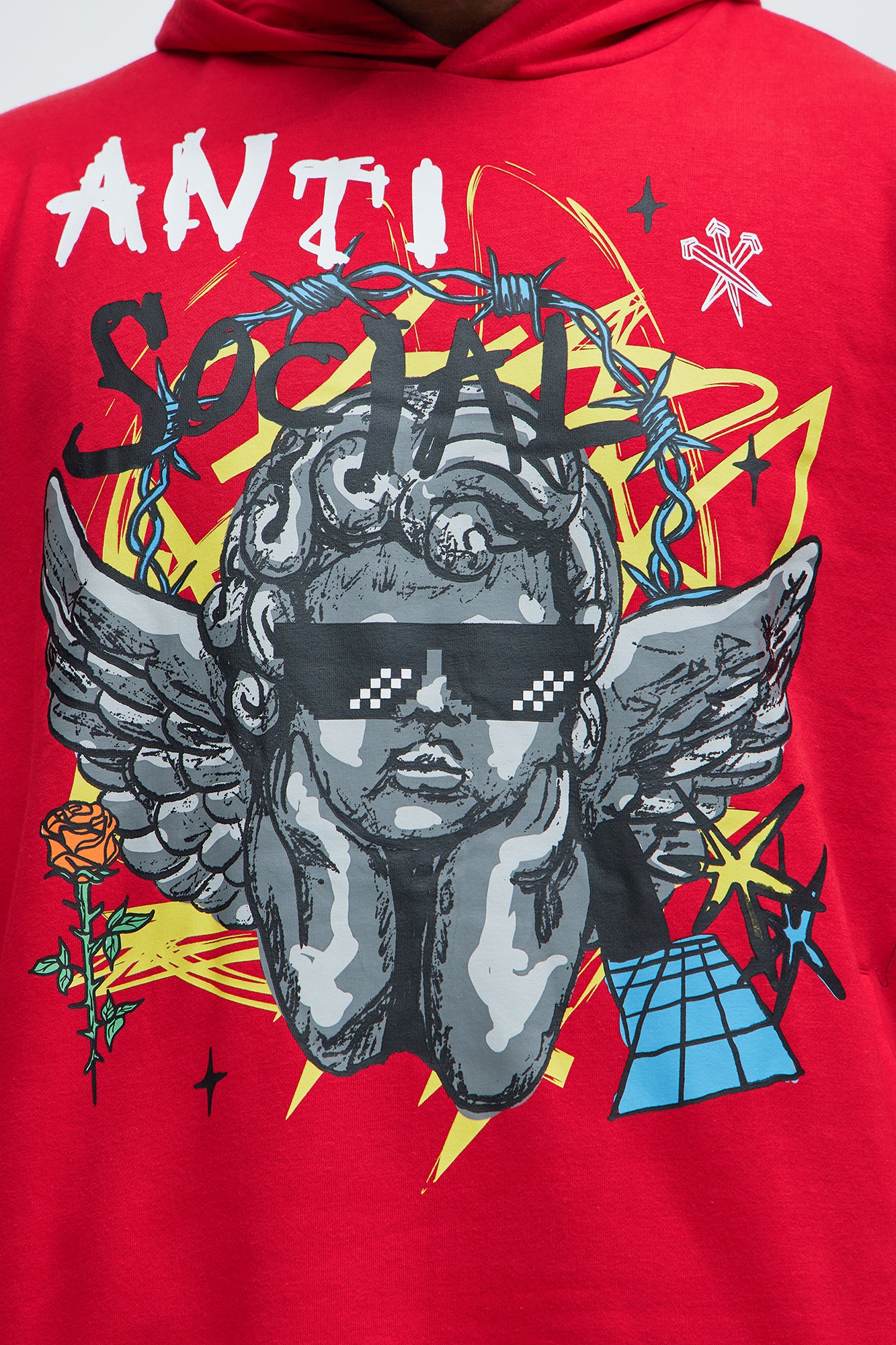 Love The Hate Hoodie - Red - Image 8