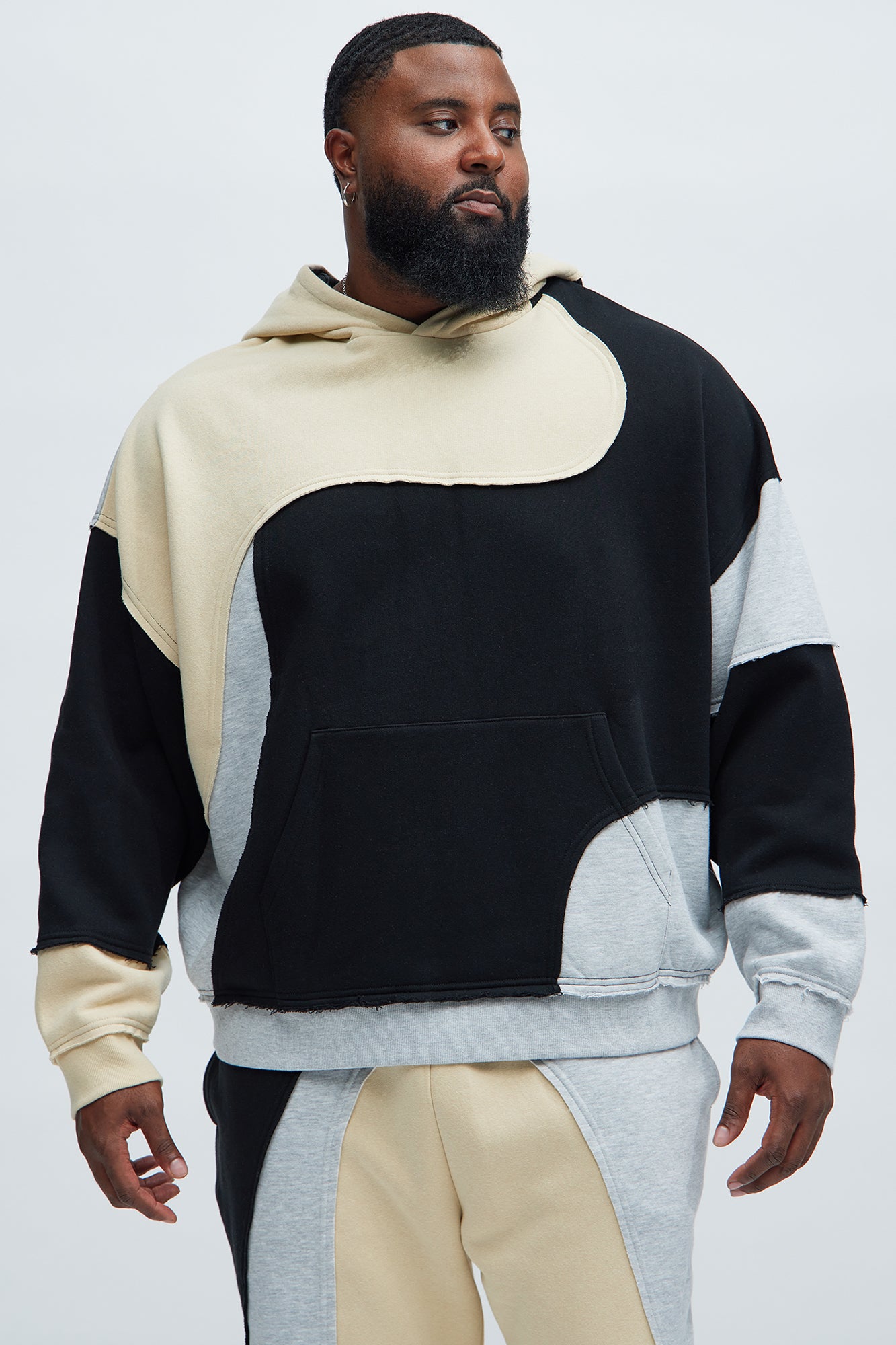 Tyson Awaken Oversized Color Block Hoodie - Black/combo - Image 5
