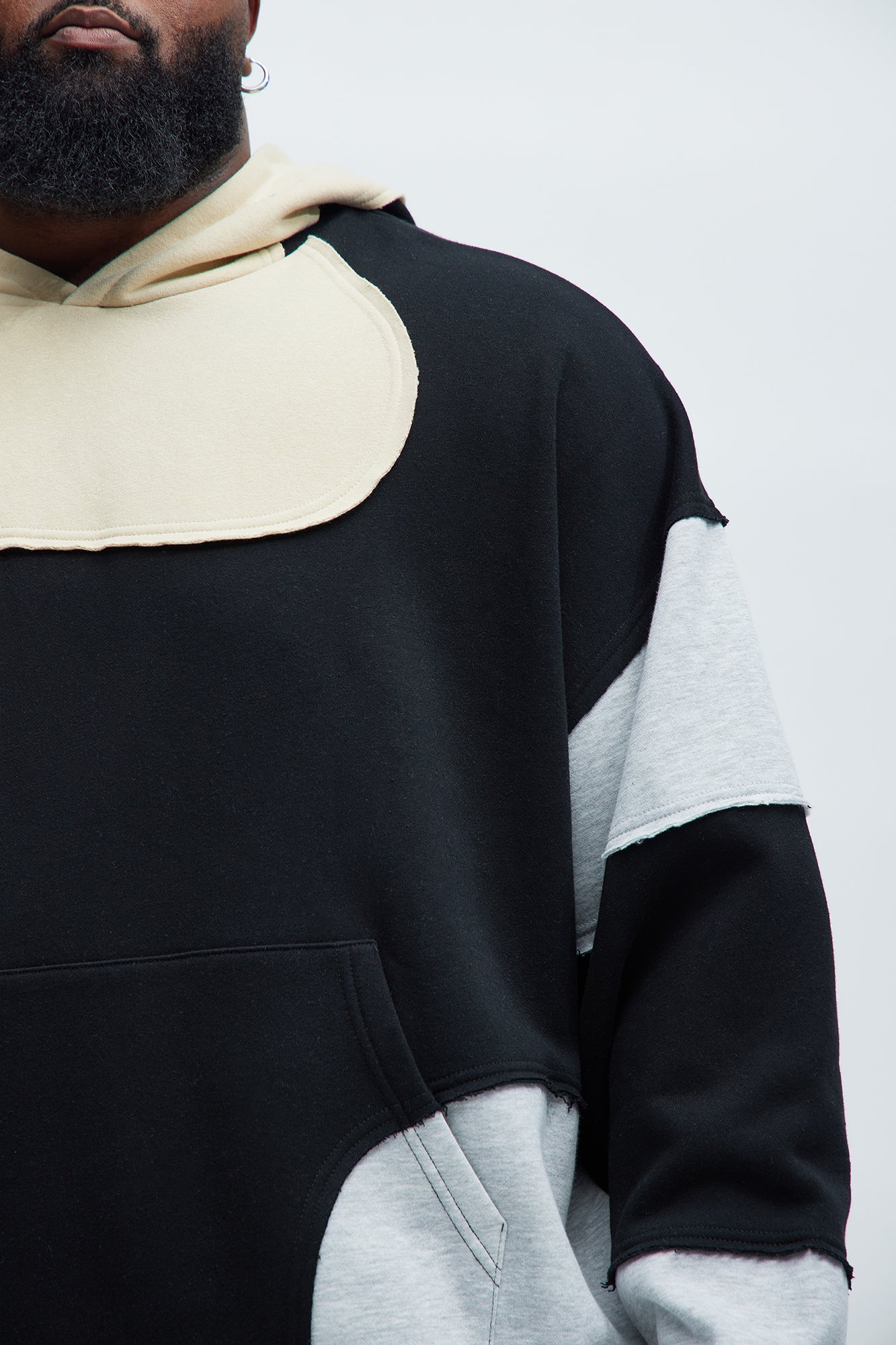 Tyson Awaken Oversized Color Block Hoodie - Black/combo - Image 7