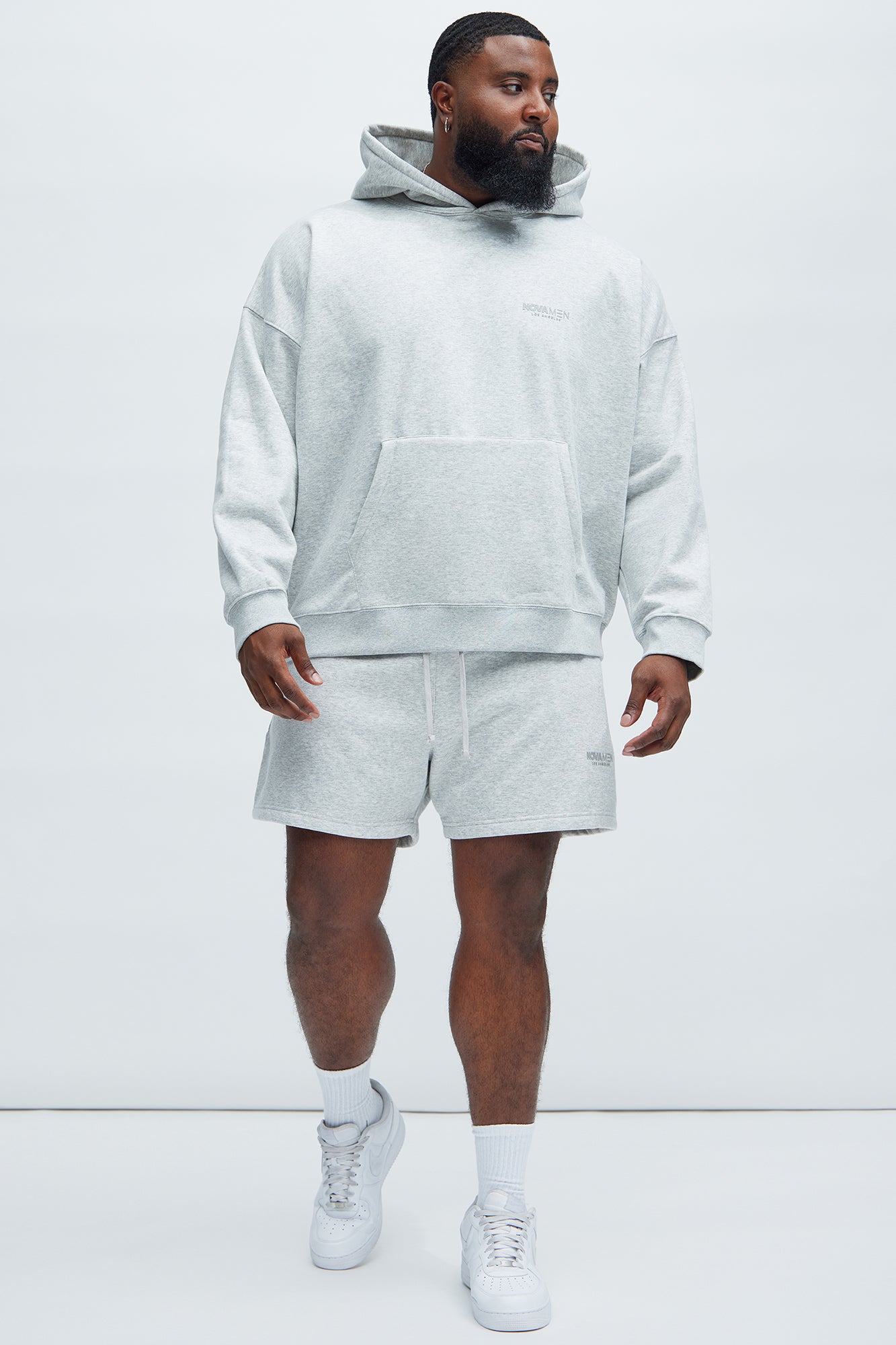 Tyson Novamen Oversize Heavyweight Sweat Shorts - Heather Grey - Image 7