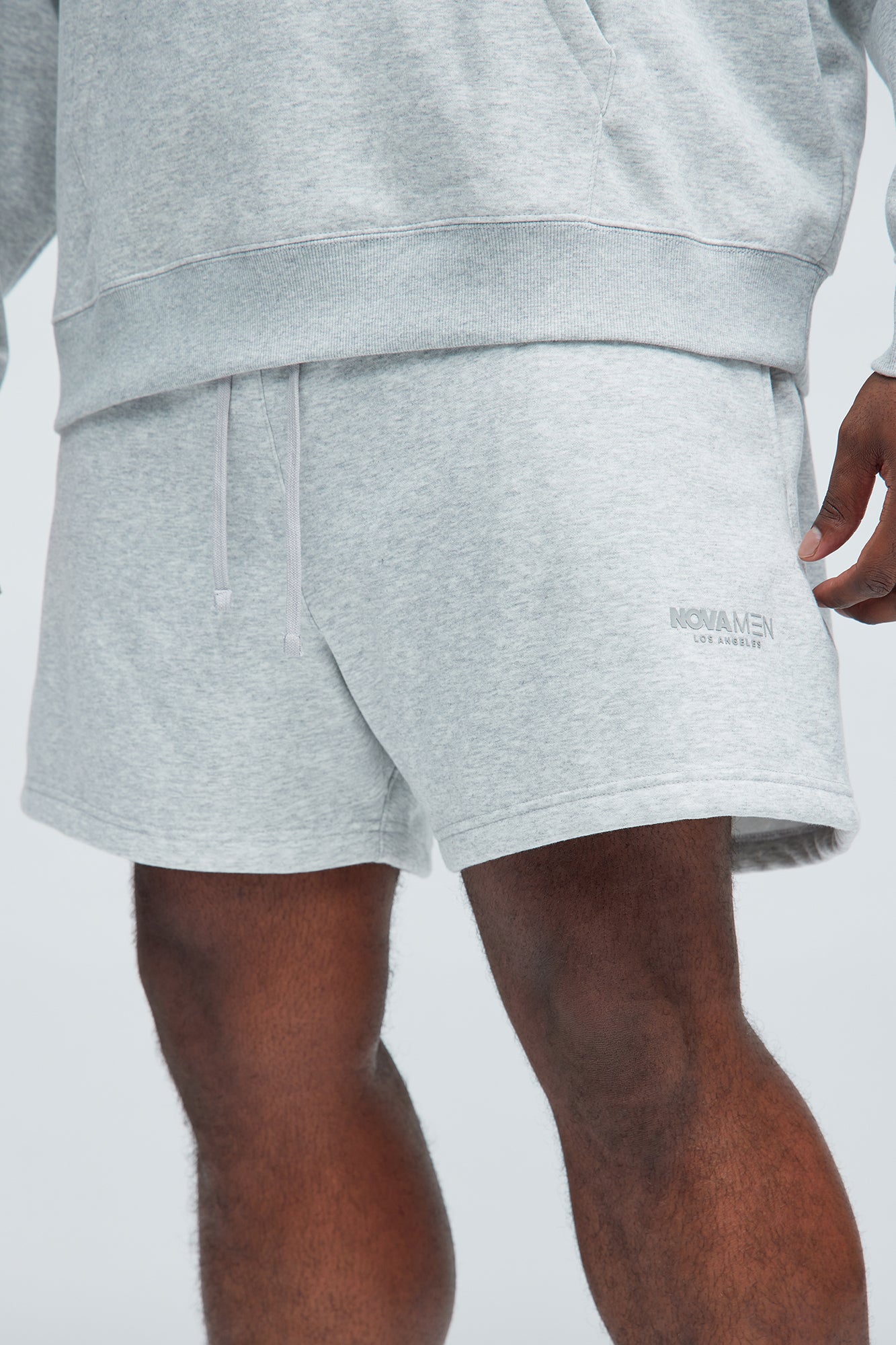 Tyson Novamen Oversize Heavyweight Sweat Shorts - Heather Grey - Image 8