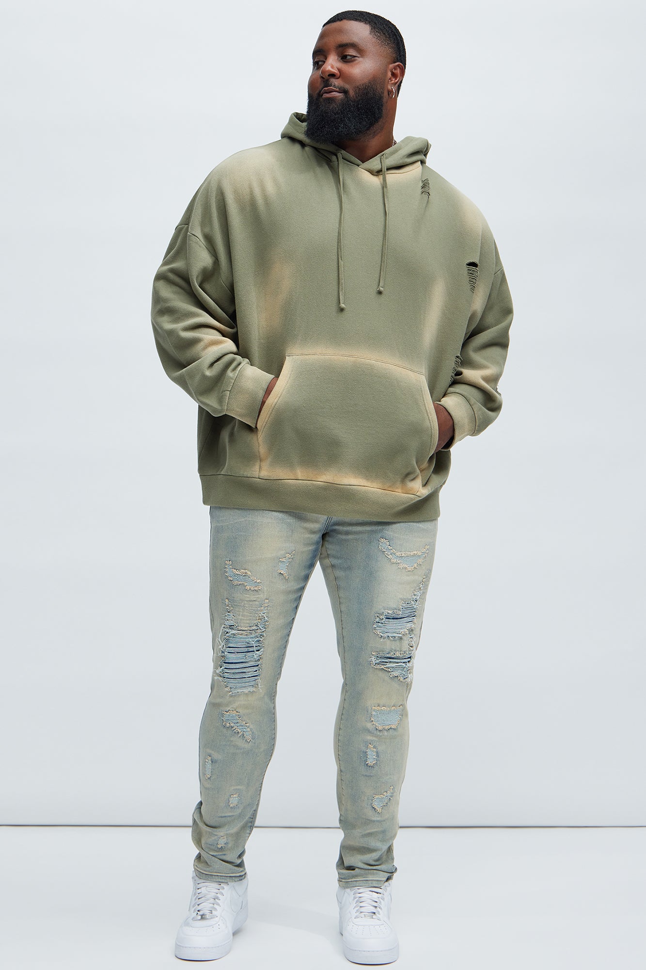 Tyson Brushed Oversized Hoodie - Olive - Image 6