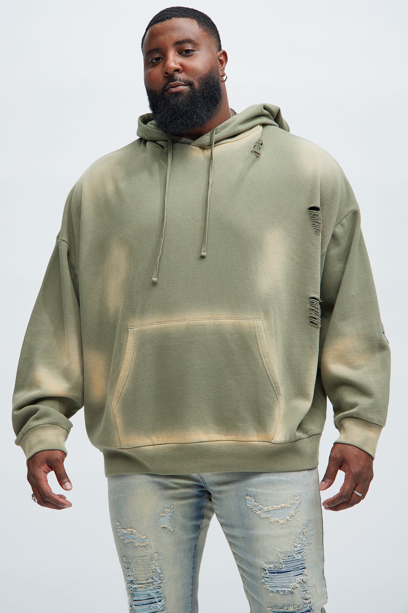 Tyson Brushed Oversized Hoodie - Olive - Image 5