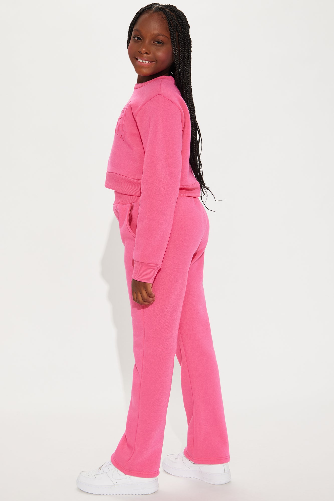 Mini Angel Fleece Pant Set- Fuchsia - Image 3