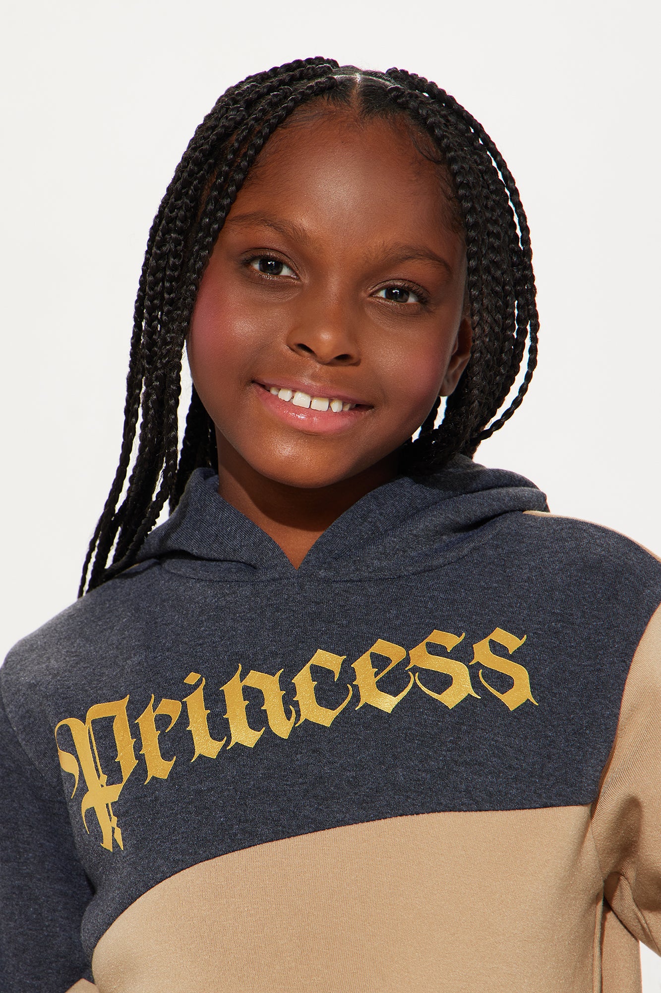 Mini Princess Colorblock Fleece Pant Set - Charcoal - Image 3