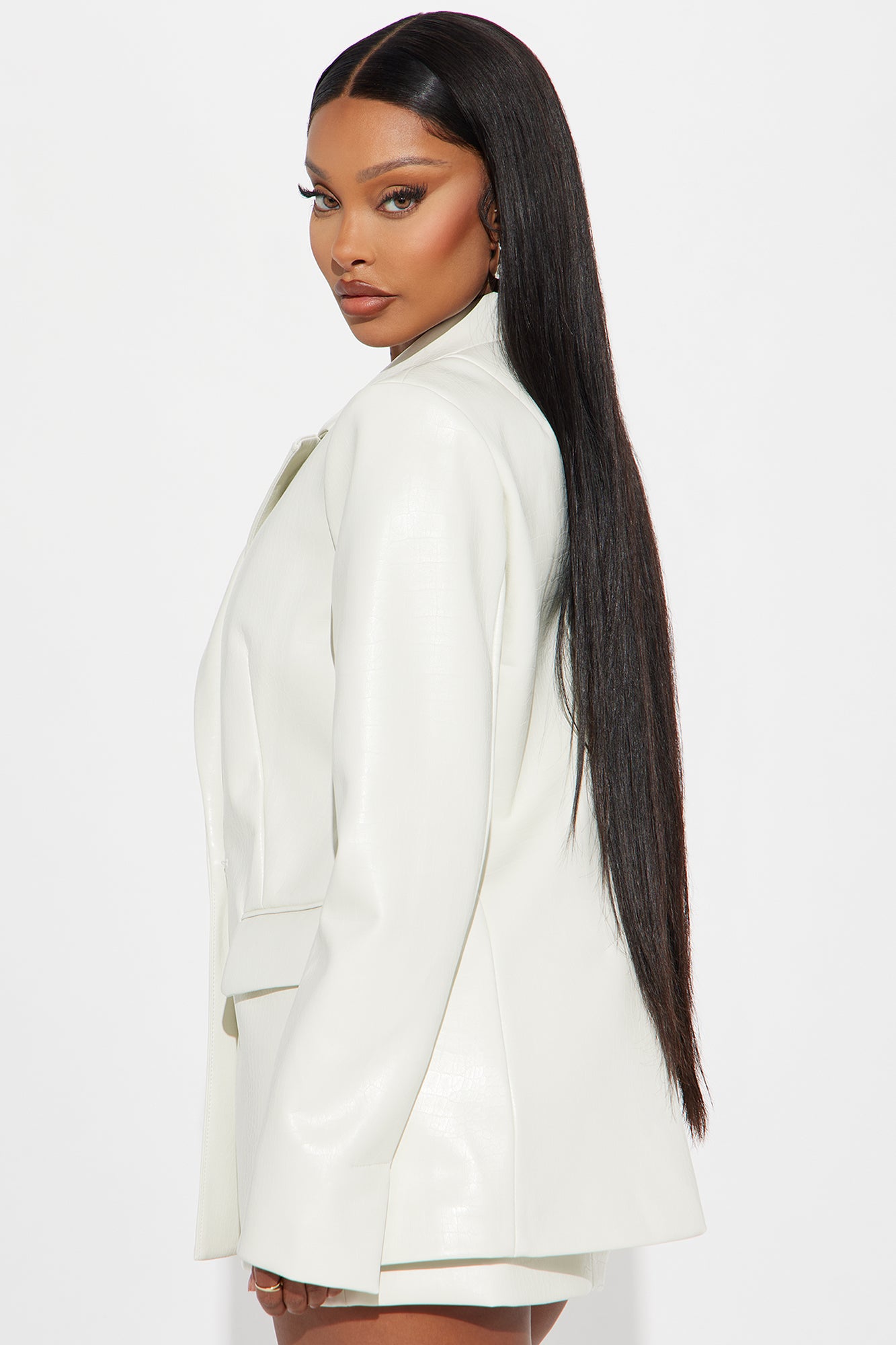 Big Reveal Faux Leather Skirt Set - White - Image 4