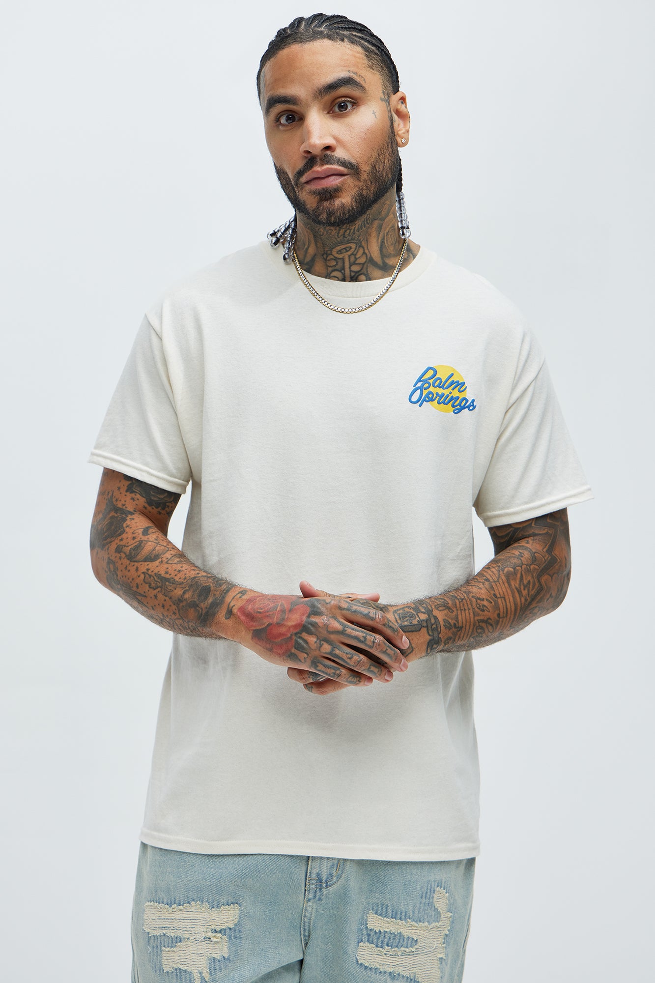 Palm Springs Lounge Short Sleeve Tee - Cream - Image 3