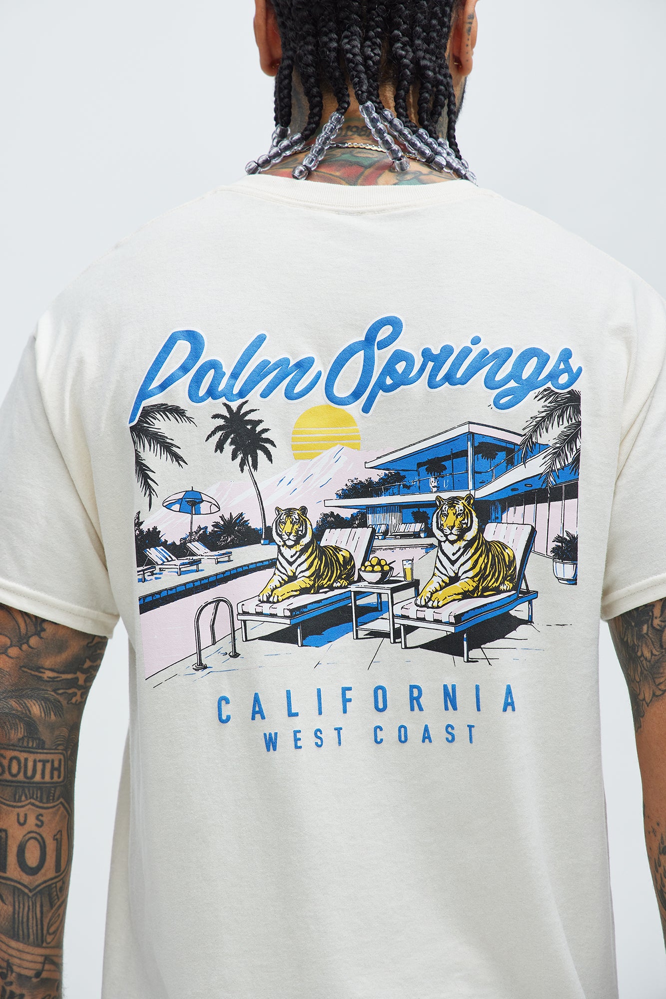 Palm Springs Lounge Short Sleeve Tee - Cream - Image 5