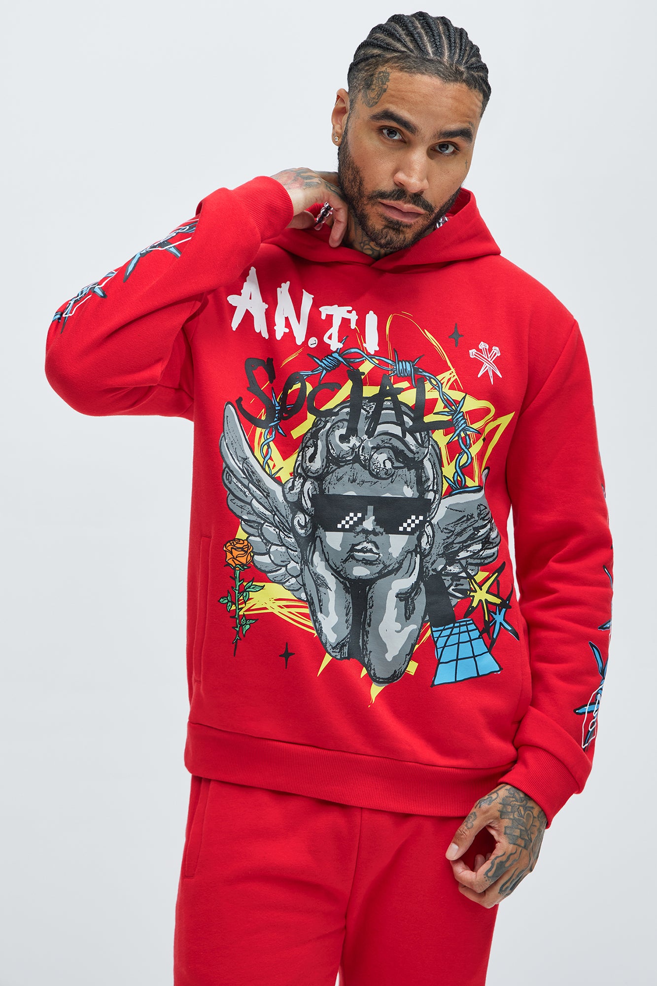 Love The Hate Hoodie - Red - Image 3