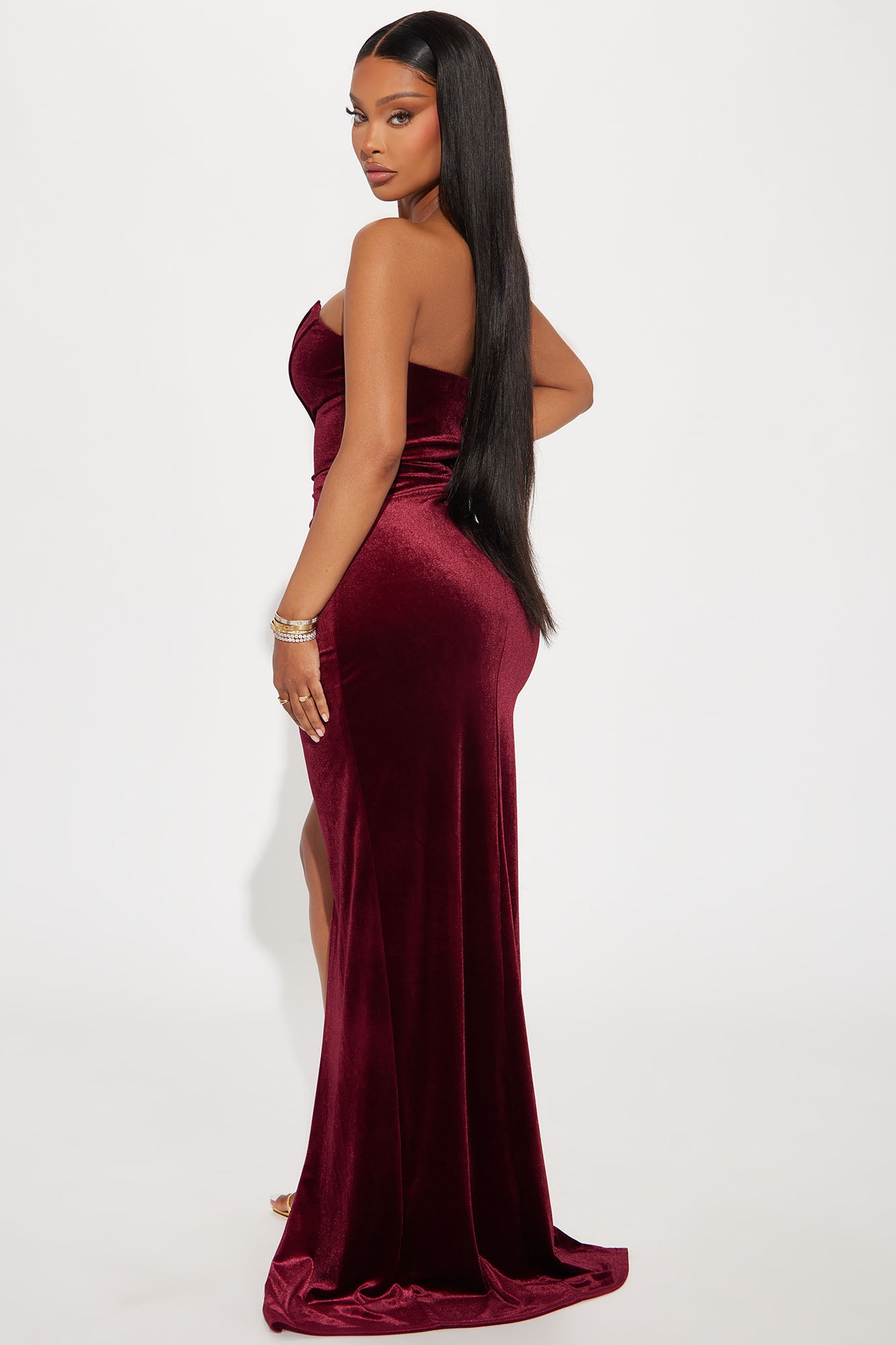 Samantha Velvet Gown - Wine - Image 3
