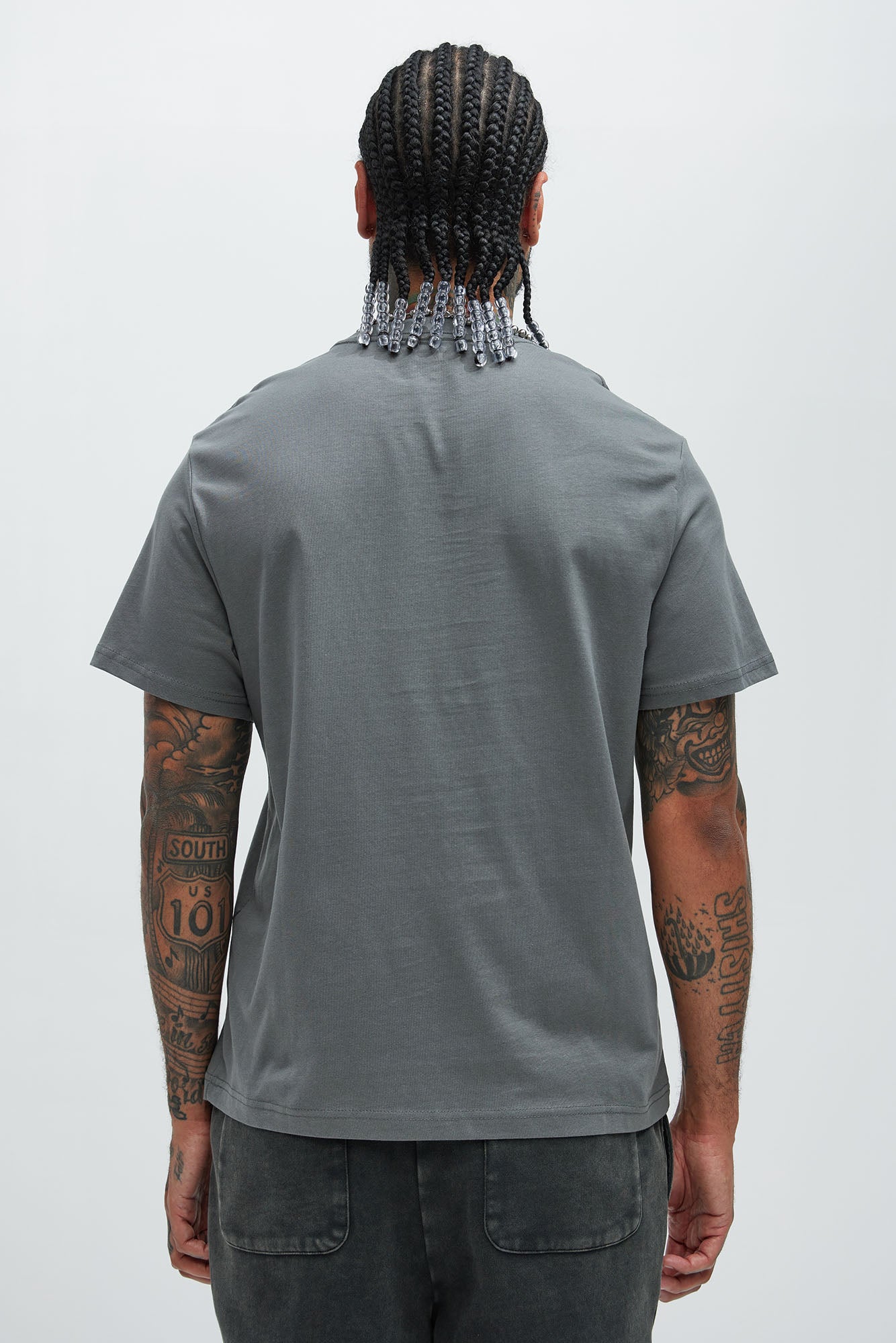 Essential Short Sleeve Crew Tee - Charcoal - Image 3