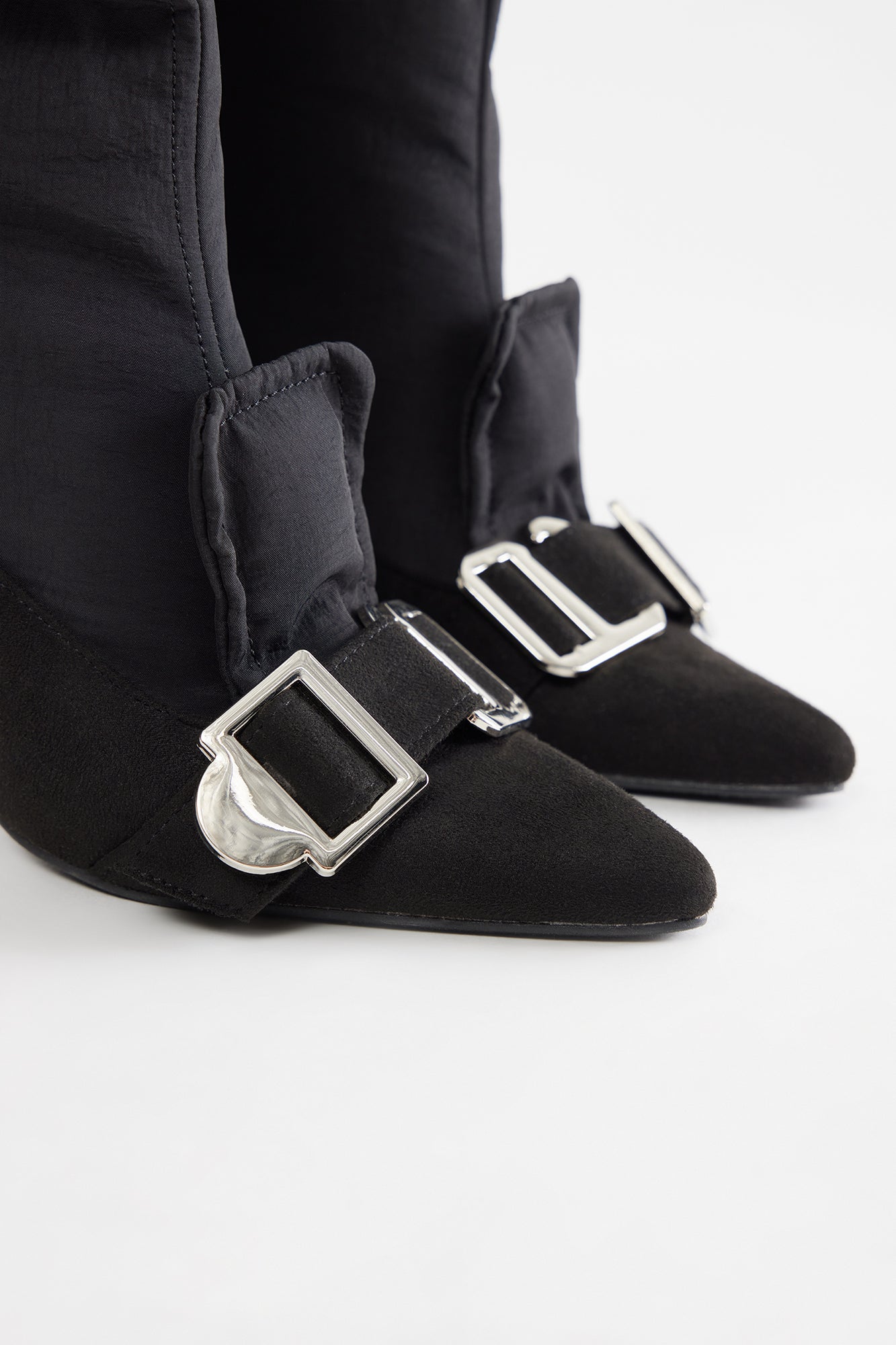 Davina Buckle Knee High Boots - Black - Image 5