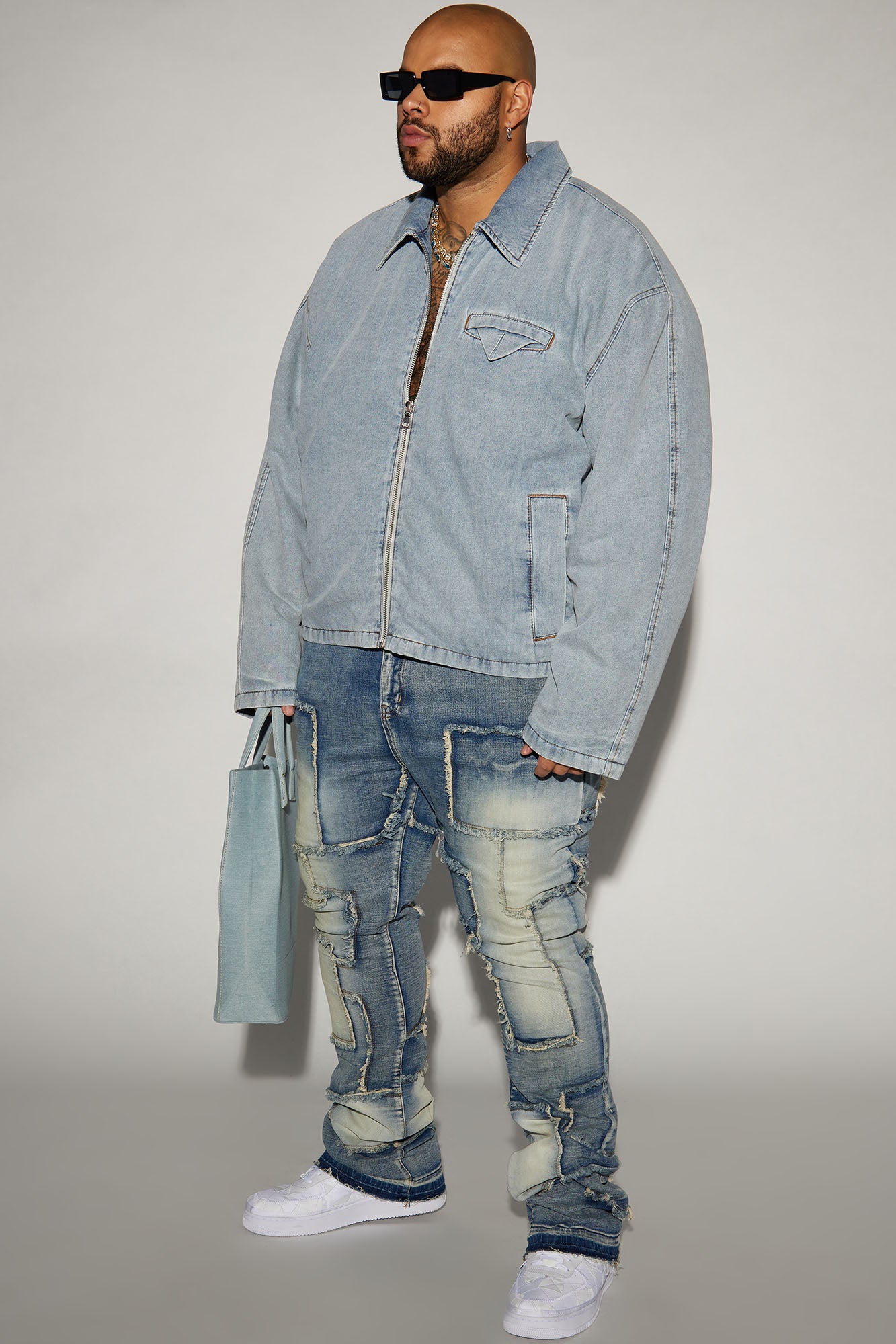Don't Concern You Padded Cropped Jacket - Light Blue - Image 5