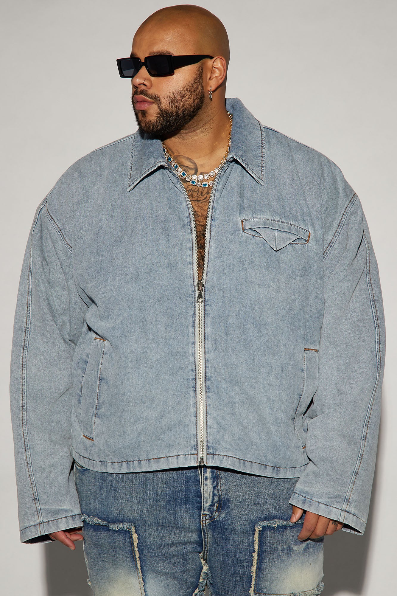 Don't Concern You Padded Cropped Jacket - Light Blue - Image 4